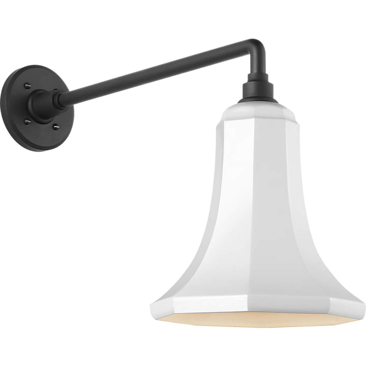 Thomas O'Brien Academy 17.5" Mack Barn Light in Matte Black with 9.25" White Savannah Shade W9.25" x H15.5" x E22"