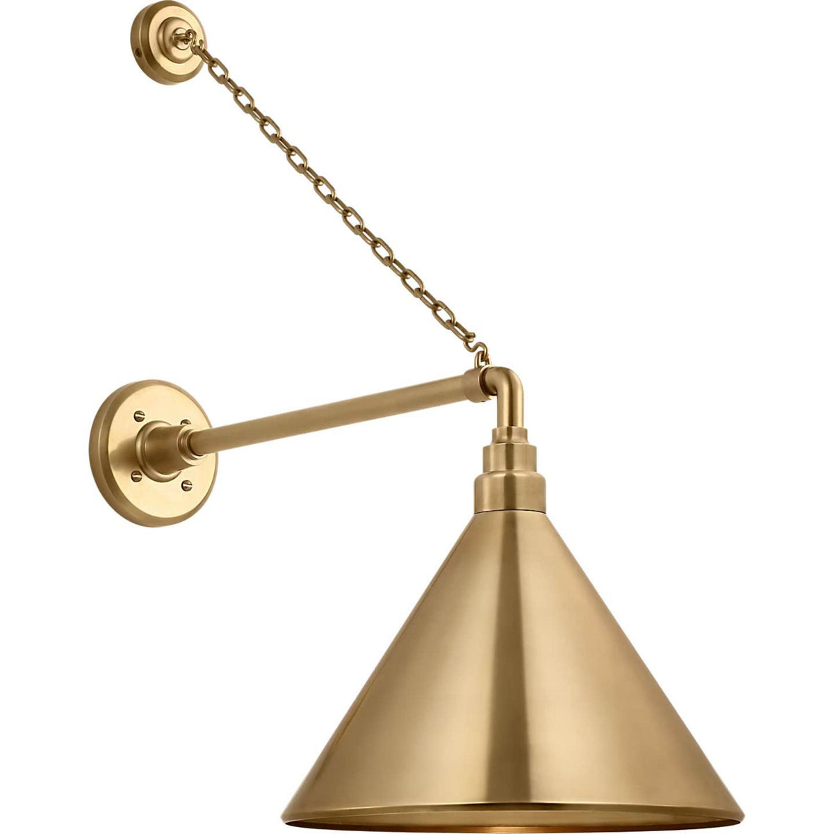 Thomas O'Brien Academy 17.5" Anchored Mack Barn Light in Hand-Rubbed Antique Brass with 12.5" Conical Savannah Shade W12.5" x H27.5" x E23.5"