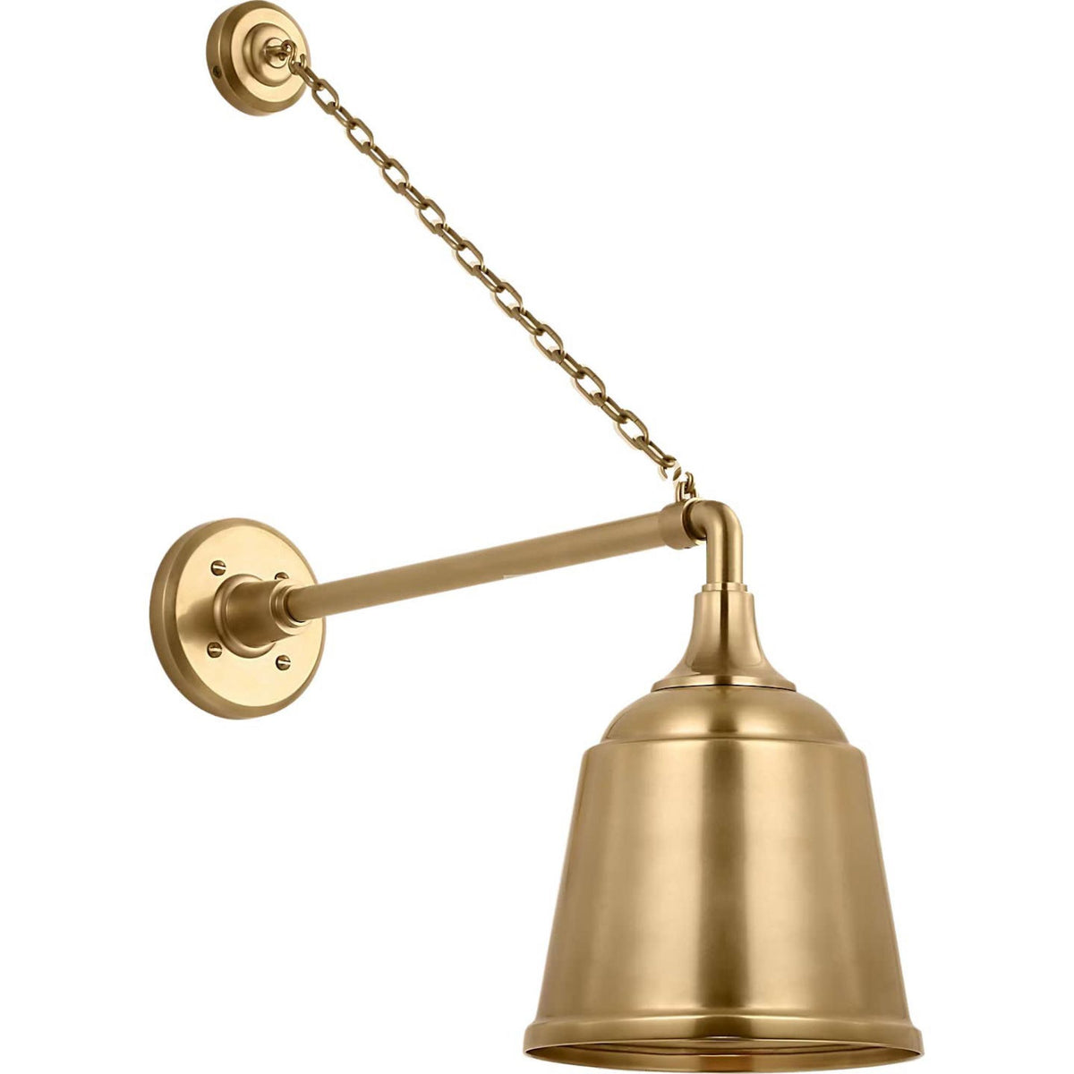 Thomas O'Brien Academy 17.5" Anchored Mack Barn Light in Hand-Rubbed Antique Brass with 8" Rockhouse Shade W8" x H26.25" x E21.25"