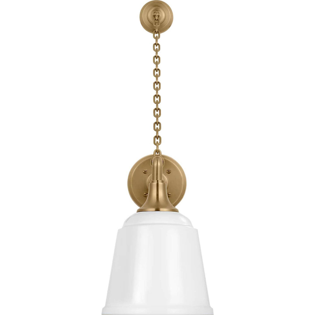 Thomas O'Brien Academy 17.5" Anchored Mack Barn Light in Hand-Rubbed Antique Brass with 8" White Rockhouse Shade W8" x H26.25" x E21.25"