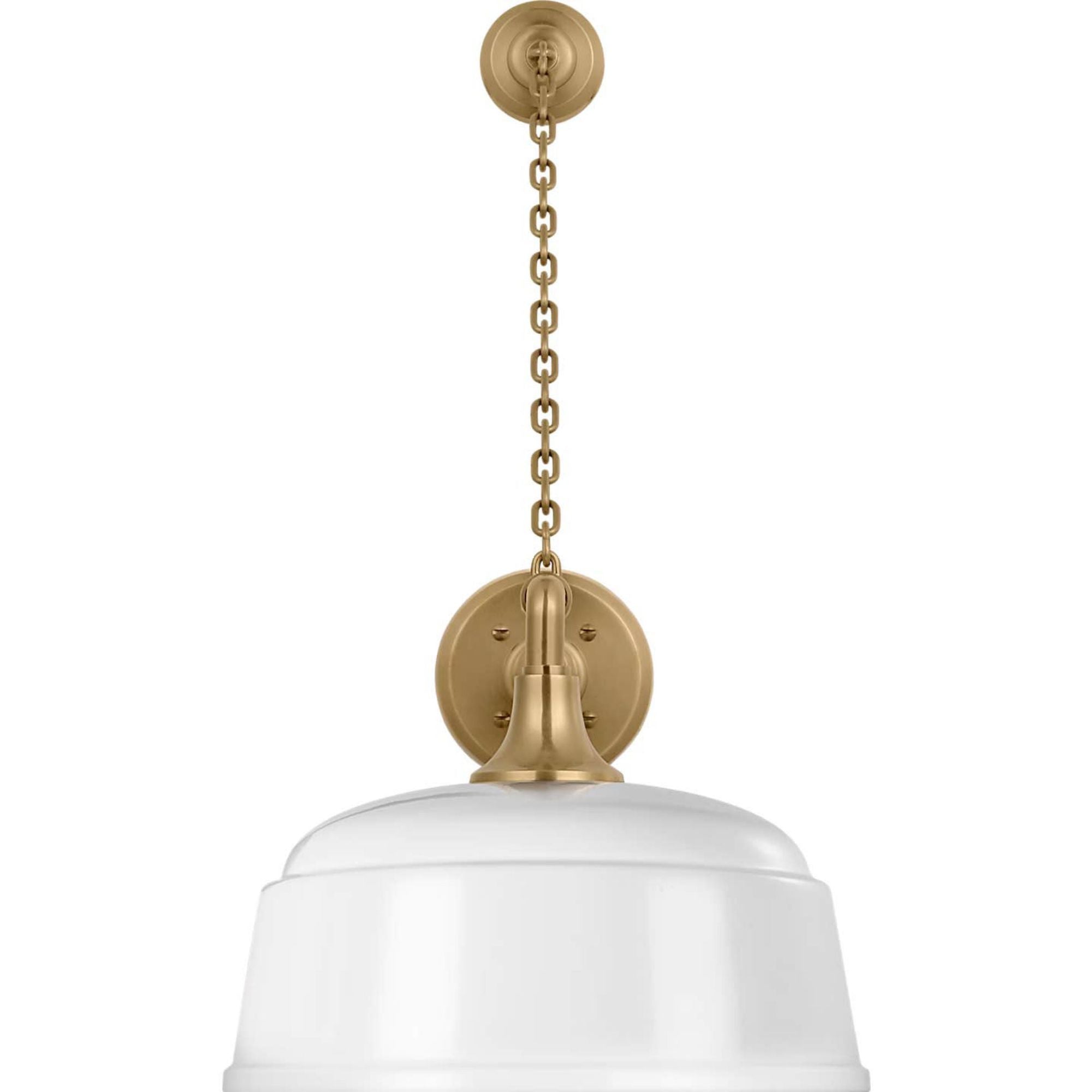 Thomas O'Brien Academy 17.5" Anchored Mack Barn Light in Hand-Rubbed Antique Brass with 12.5" White Rockhouse Shade W12.5" x H25" x E23.5"