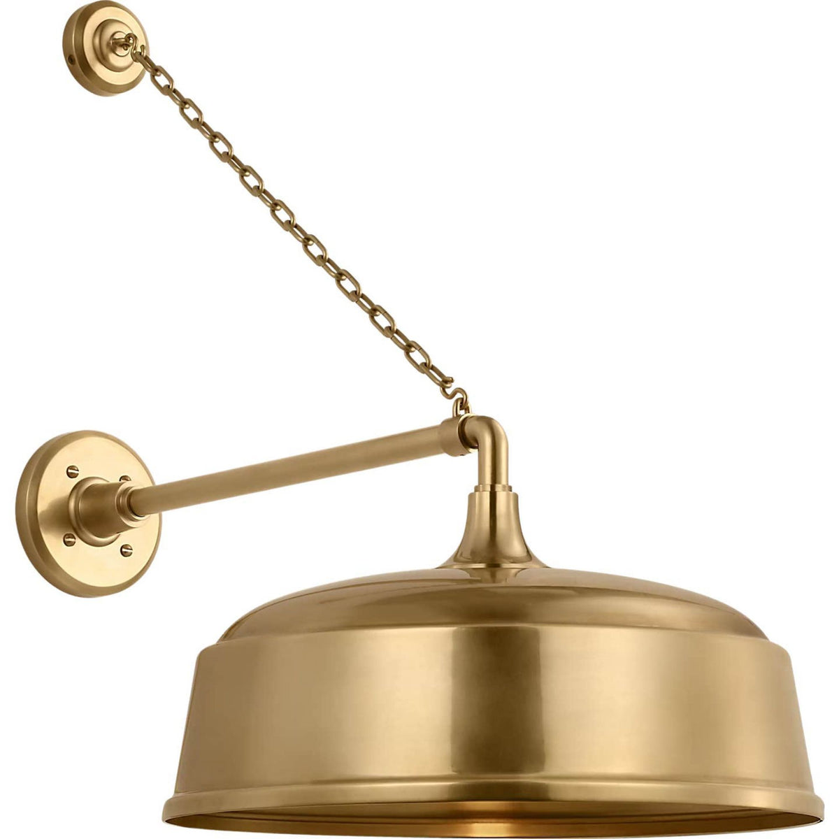 Thomas O'Brien Academy 17.5" Anchored Mack Barn Light in Hand-Rubbed Antique Brass with 16" Rockhouse Shade W16" x H25" x E25.25"