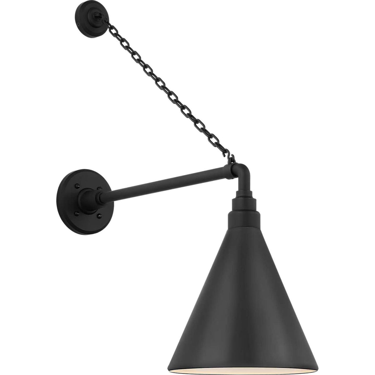 Thomas O'Brien Academy 17.5" Anchored Mack Barn Light in Matte Black with 9" Conical Savannah Shade W9" x H27.5" x E21.75"