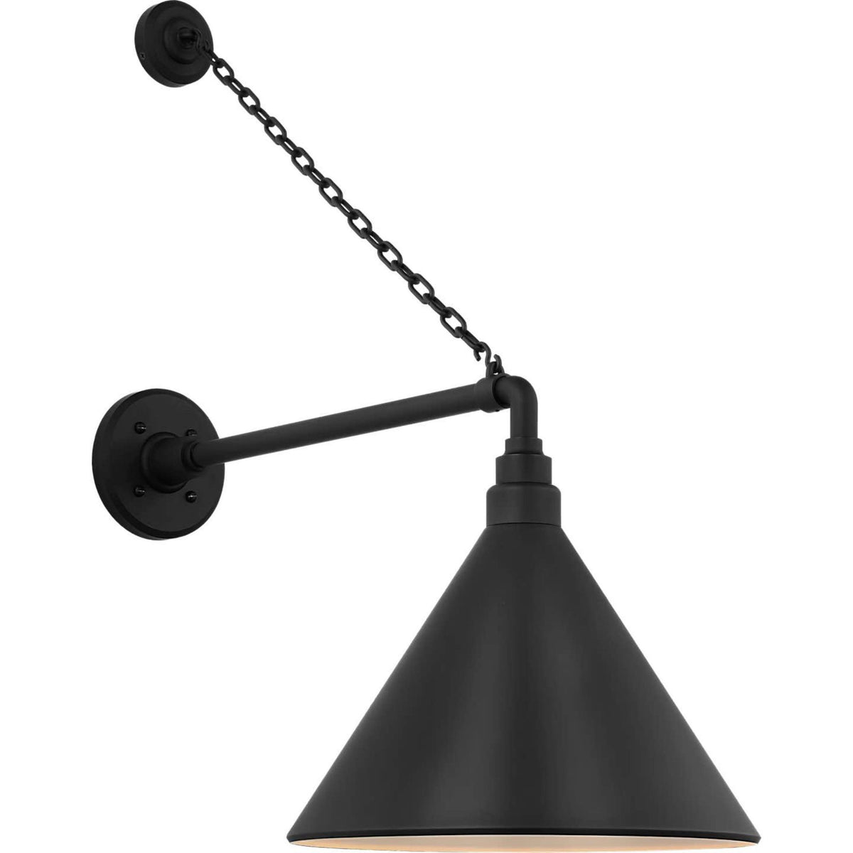 Thomas O'Brien Academy 17.5" Anchored Mack Barn Light in Matte Black with 12.5" Conical Savannah Shade W12.5" x H27.5" x E23.5"