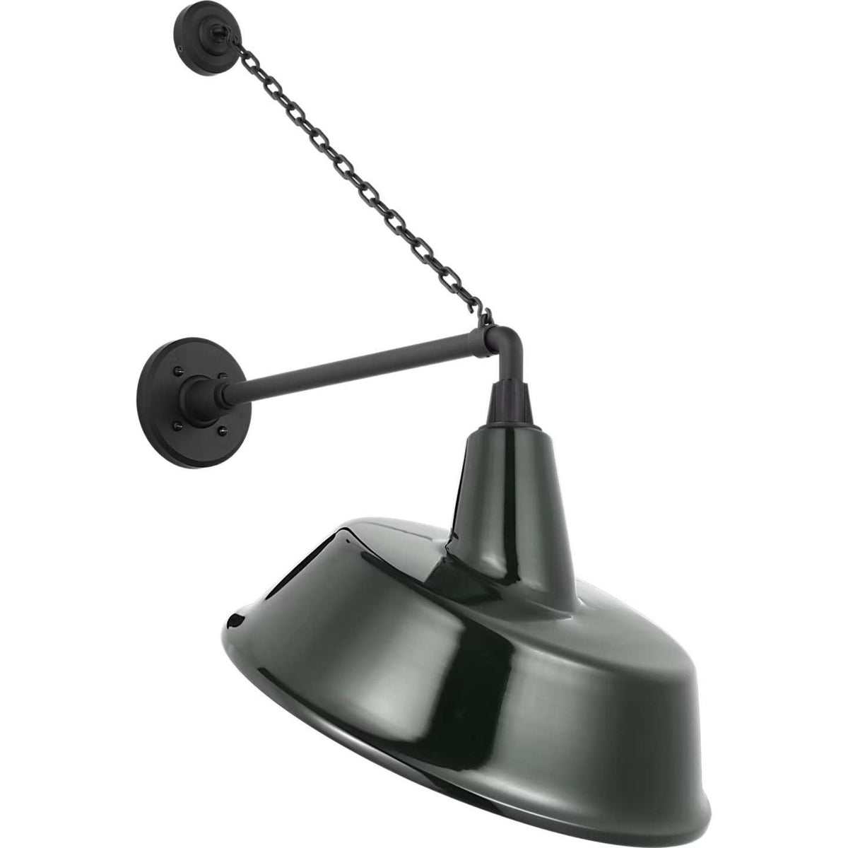 Thomas O'Brien Academy 17.5" Anchored Mack Barn Light in Matte Black with 16" Green Tilted Bowers Shade W16" x H31.5" x E22.25"