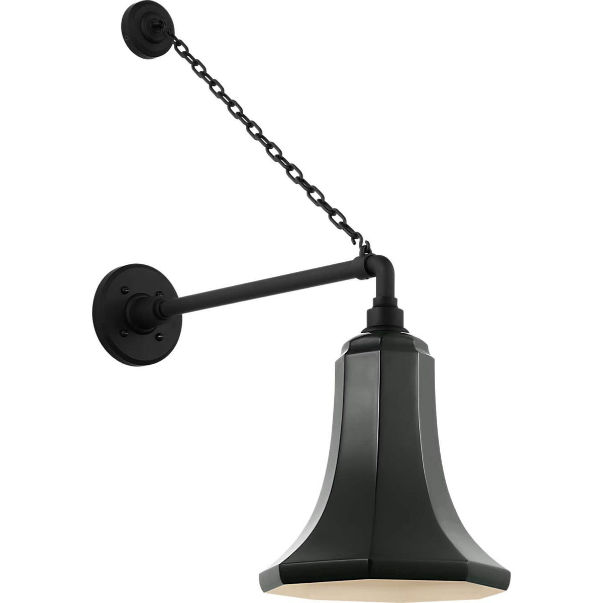 Thomas O'Brien Academy 17.5" Anchored Mack Barn Light in Matte Black with 9.25" Green Savannah Shade W9.25" x H28.5" x E22"