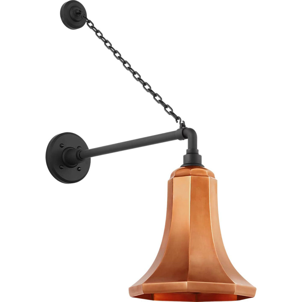 Thomas O'Brien Academy 17.5" Anchored Mack Barn Light in Matte Black with 9.25" Soft Copper Savannah Shade W9.25" x H28.5" x E22"