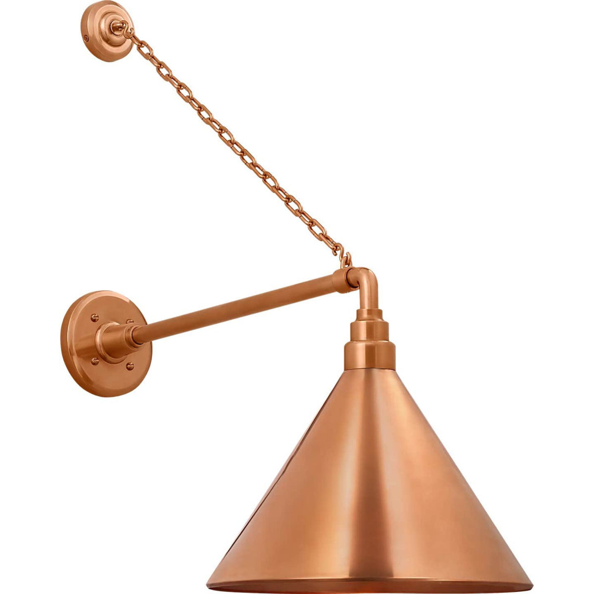 Thomas O'Brien Academy 17.5" Anchored Mack Barn Light in Soft Copper with 12.5" Conical Savannah Shade W12.5" x H27.5" x E23.5"