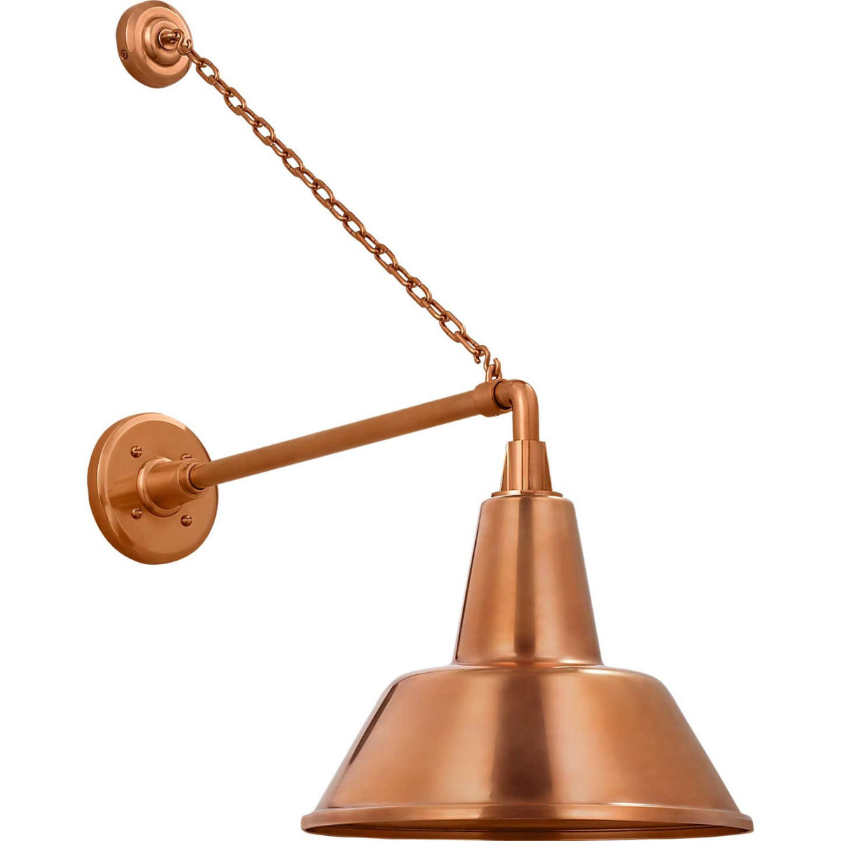 Thomas O'Brien Academy 17.5" Anchored Mack Barn Light in Soft Copper with 12.5" Bowers Shade W12.5" x H27.5" x E23.5"