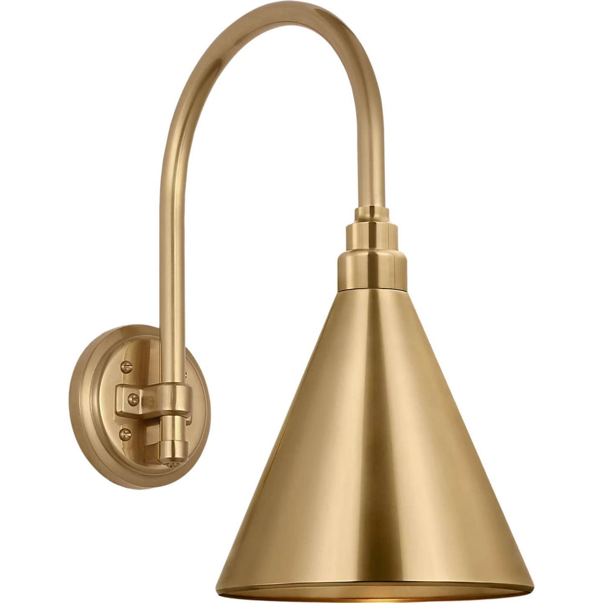 Thomas O'Brien Academy 11" Arched Mack Barn Light in Hand-Rubbed Antique Brass with 9" Hand-Rubbed Antique Brass Conical Savannah Shade W9" x H17.5" x E15"