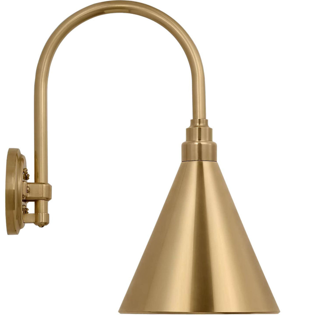 Thomas O'Brien Academy 11" Arched Mack Barn Light in Hand-Rubbed Antique Brass with 9" Hand-Rubbed Antique Brass Conical Savannah Shade W9" x H17.5" x E15"