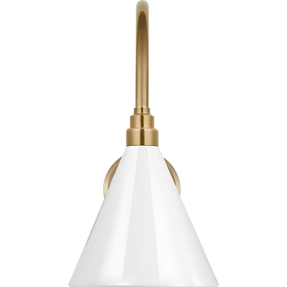 Thomas O'Brien Academy 11" Arched Mack Barn Light in Hand-Rubbed Antique Brass with 9" White Conical Savannah Shade W9" x H17.5" x E15"