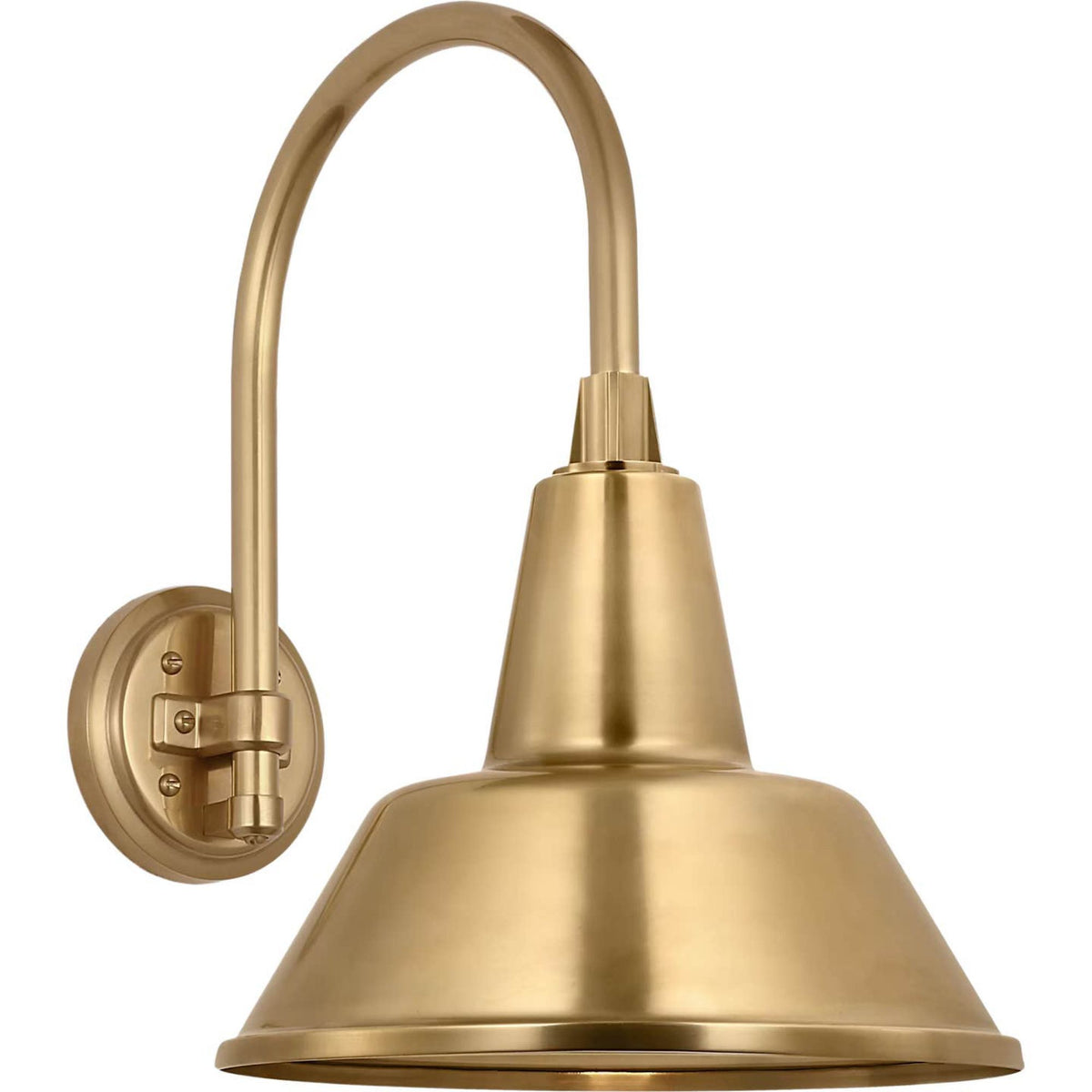 Thomas O'Brien Academy 11" Arched Mack Barn Light in Hand-Rubbed Antique Brass with 12.5" Hand-Rubbed Antique Brass Bowers Shade W12.5" x H17.5" x E16.75"
