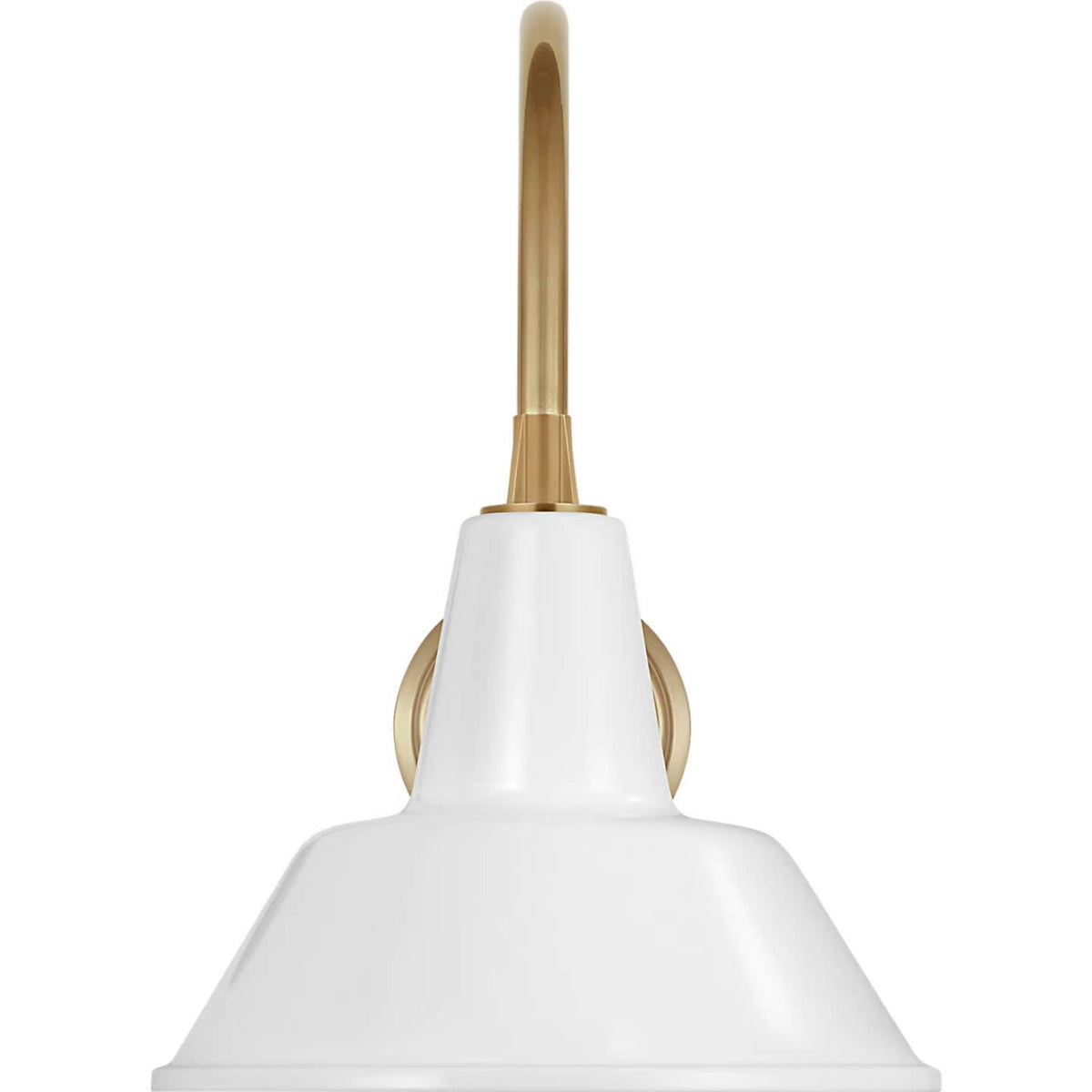 Thomas O'Brien Academy 11" Arched Mack Barn Light in Hand-Rubbed Antique Brass with 12.5" White Bowers Shade W12.5" x H17.5" x E16.75"