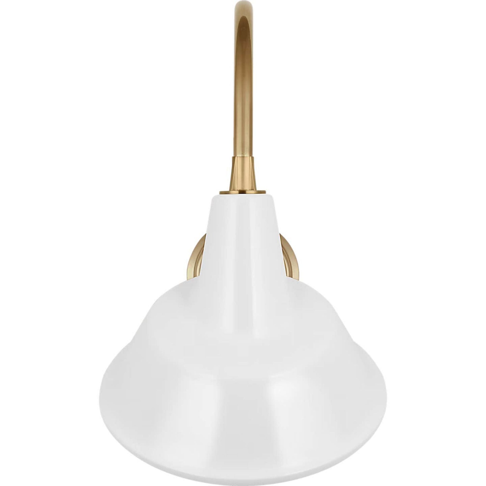 Thomas O'Brien Academy 11" Arched Mack Barn Light in Hand-Rubbed Antique Brass with 12.5" White Tilted Bowers Shade W12.5" x H20.5" x E14.25"