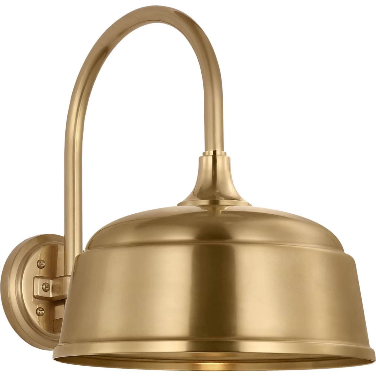 Thomas O'Brien Academy 11" Arched Mack Barn Light in Hand-Rubbed Antique Brass with 12.5" Hand-Rubbed Antique Brass Rockhouse Shade W12.5" x H15" x E16.75"