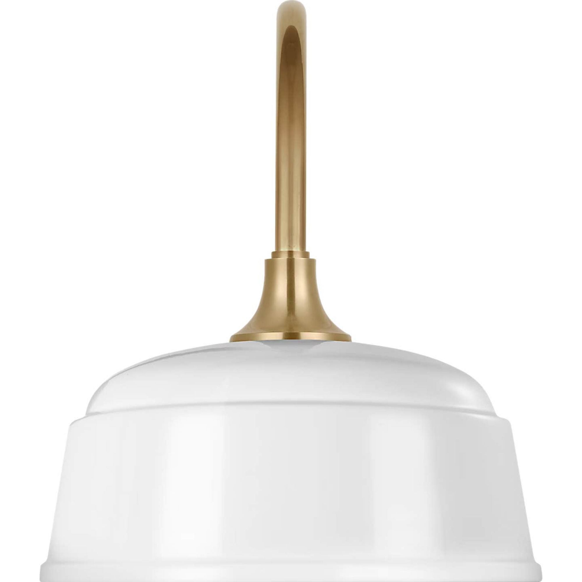 Thomas O'Brien Academy 11" Arched Mack Barn Light in Hand-Rubbed Antique Brass with 12.5" White Rockhouse Shade W12.5" x H15" x E16.75"