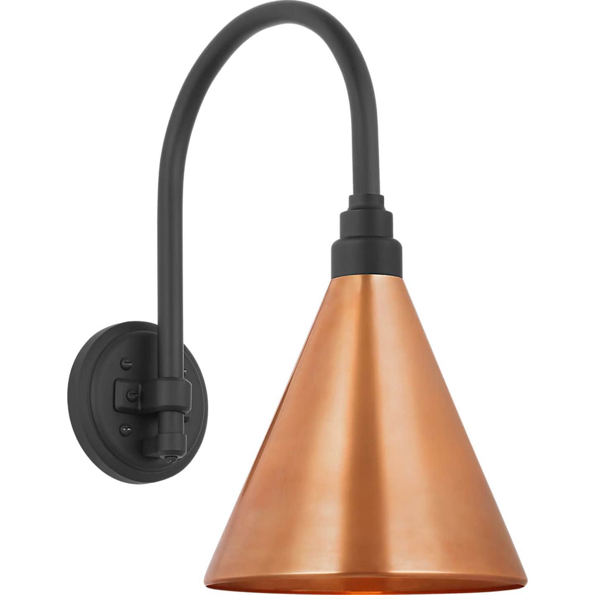Thomas O'Brien Academy 11" Arched Mack Barn Light in Matte Black with 9" Soft Copper Conical Savannah Shade W9" x H17.5" x E15"