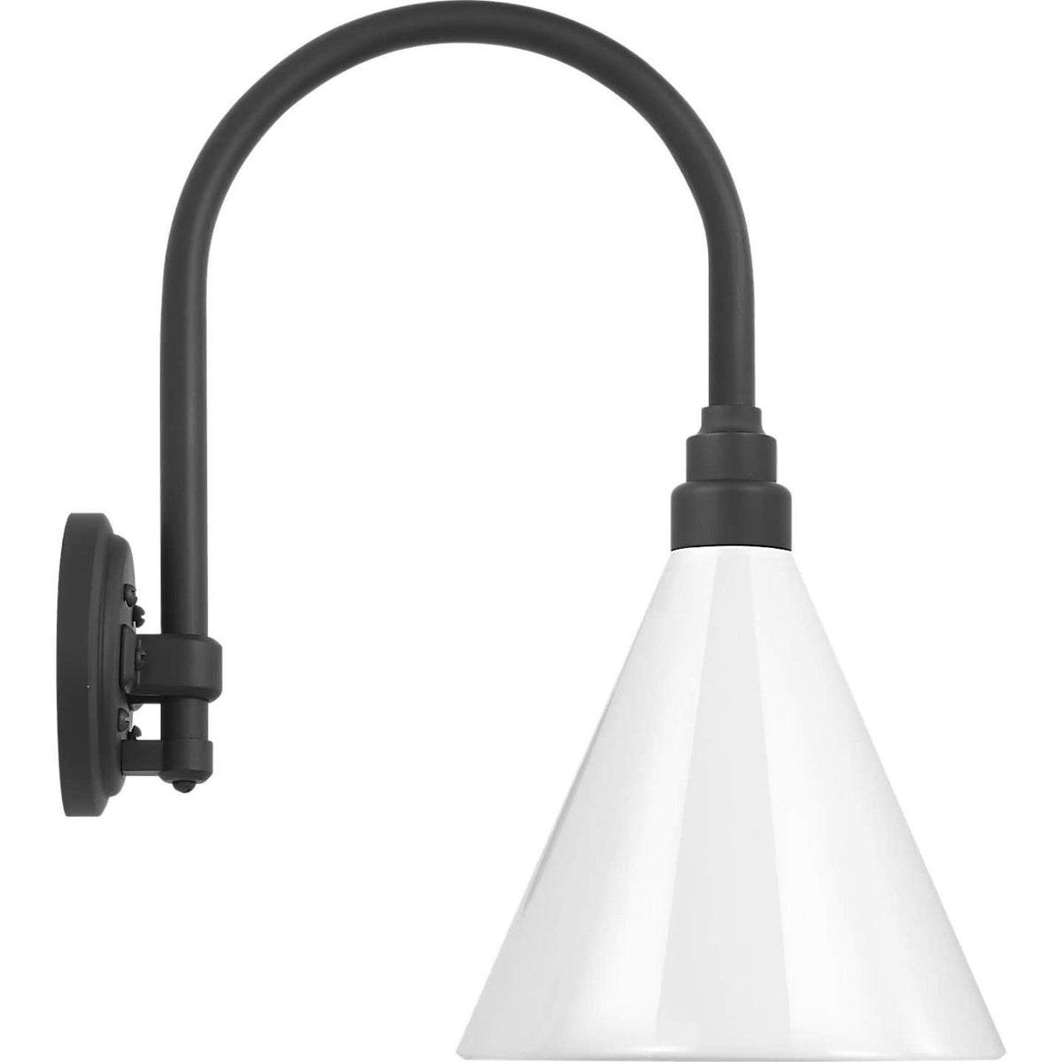 Thomas O'Brien Academy 11" Arched Mack Barn Light in Matte Black with 9" White Conical Savannah Shade W9" x H17.5" x E15"