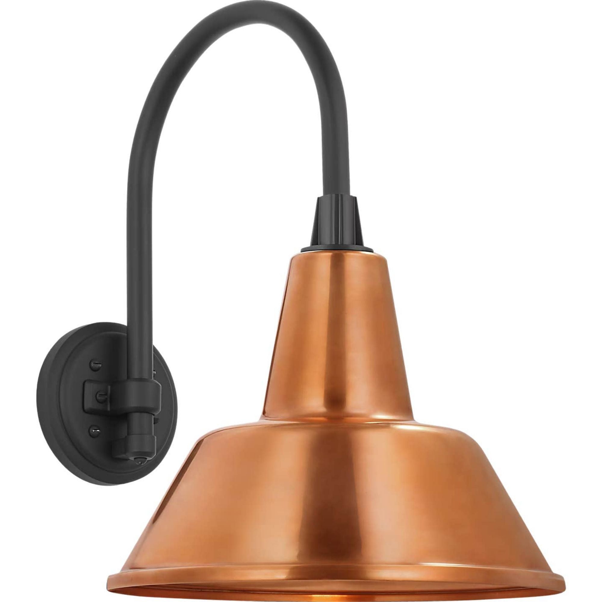 Thomas O'Brien Academy 11" Arched Mack Barn Light in Matte Black with 12.5" Soft Copper Bowers Shade W12.5" x H17.5" x E16.75"