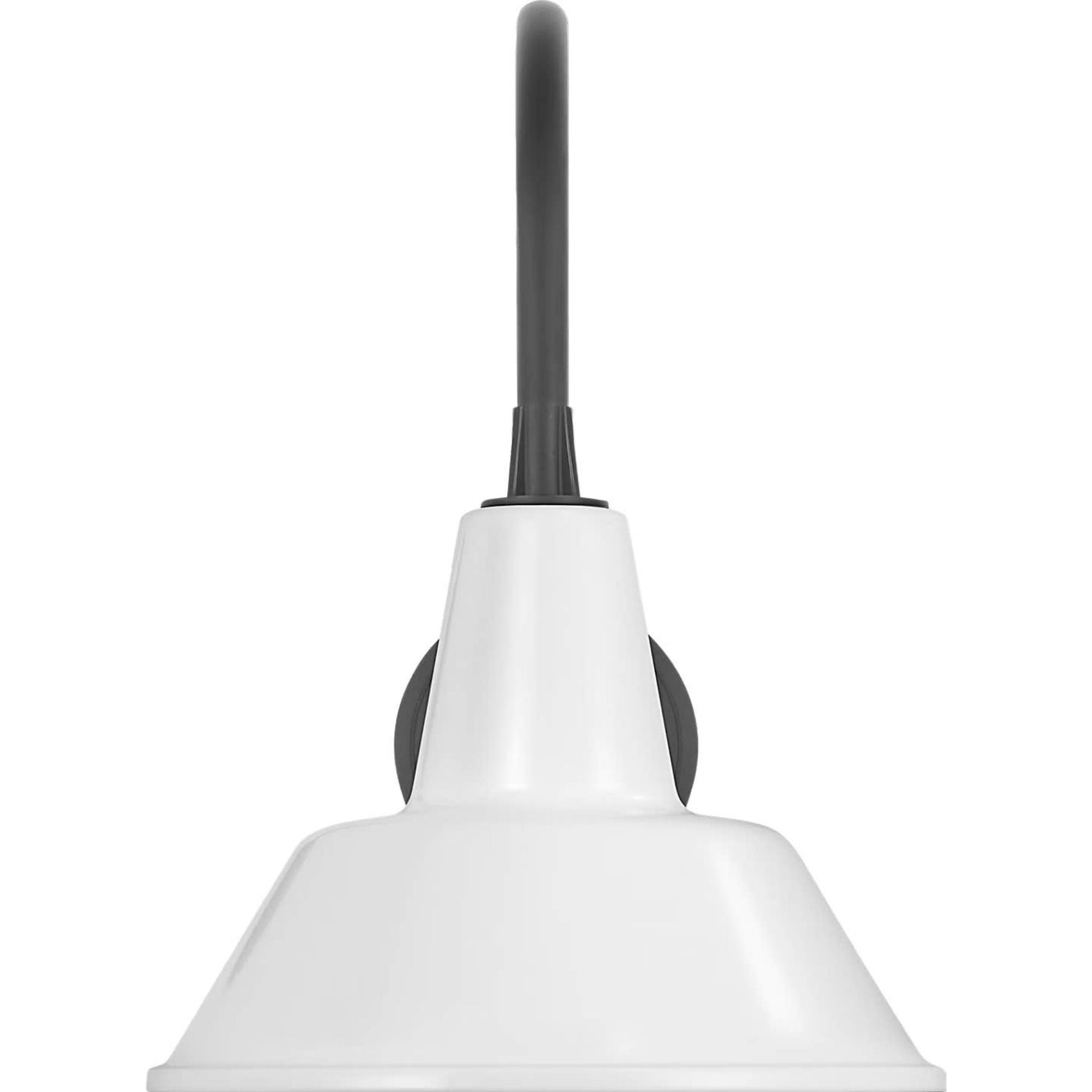 Thomas O'Brien Academy 11" Arched Mack Barn Light in Matte Black with 12.5" White Bowers Shade W12.5" x H17.5" x E16.75"