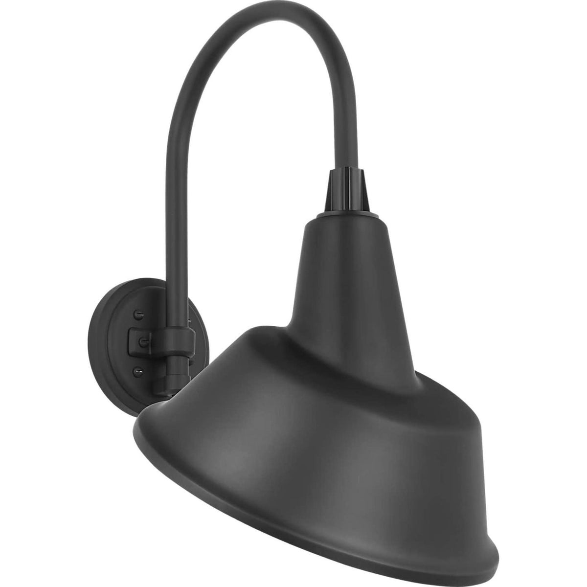Thomas O'Brien Academy 11" Arched Mack Barn Light in Matte Black with 12.5" Matte Black Tilted Bowers Shade W12.5" x H20.5" x E14.25"