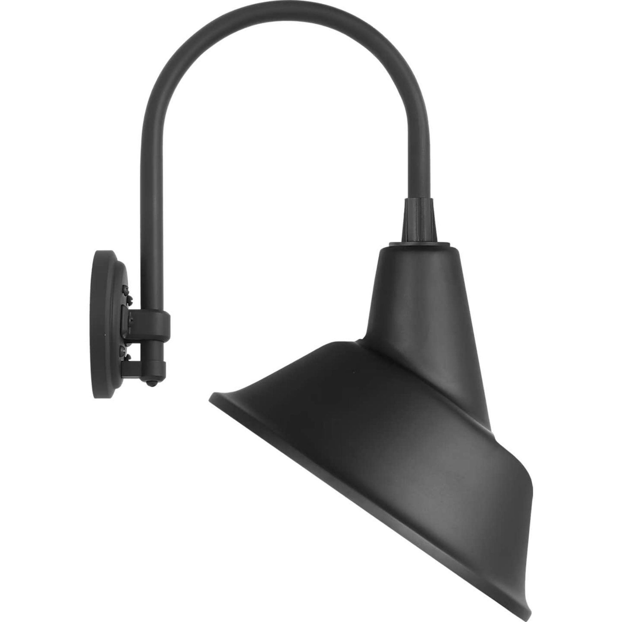 Thomas O'Brien Academy 11" Arched Mack Barn Light in Matte Black with 12.5" Matte Black Tilted Bowers Shade W12.5" x H20.5" x E14.25"