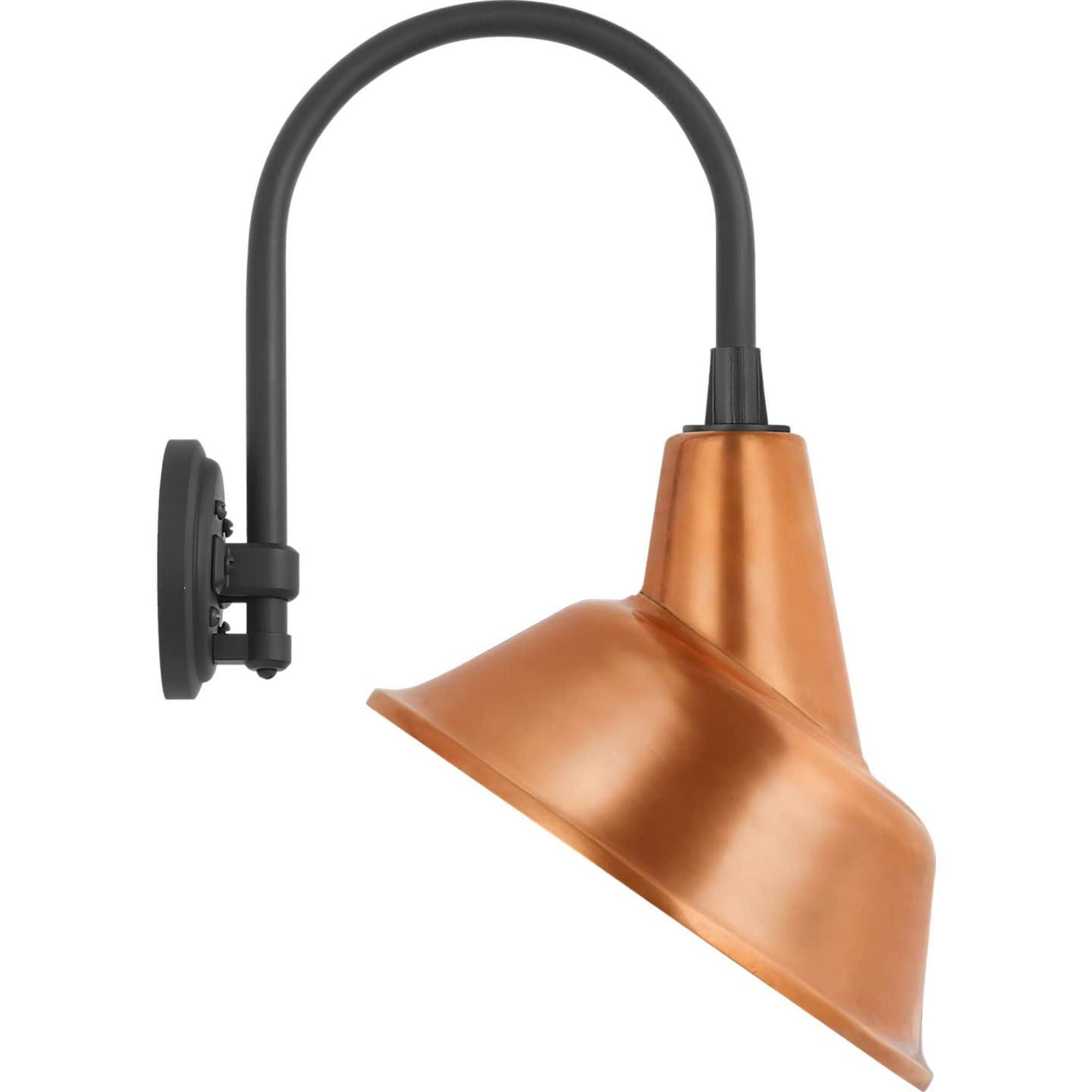 Thomas O'Brien Academy 11" Arched Mack Barn Light in Matte Black with 12.5" Soft Copper Tilted Bowers Shade W12.5" x H20.5" x E14.25"