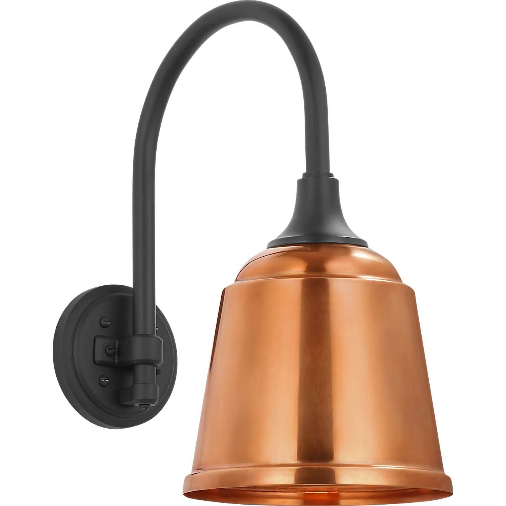Thomas O'Brien Academy 11" Arched Mack Barn Light in Matte Black with 8" Soft Copper Rockhouse Shade W8" x H16.25" x E14.5"