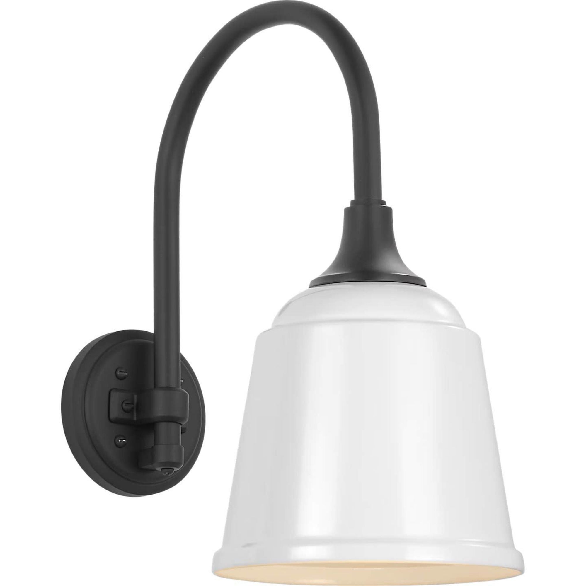 Thomas O'Brien Academy 11" Arched Mack Barn Light in Matte Black with 8" White Rockhouse Shade W8" x H16.25" x E14.5"