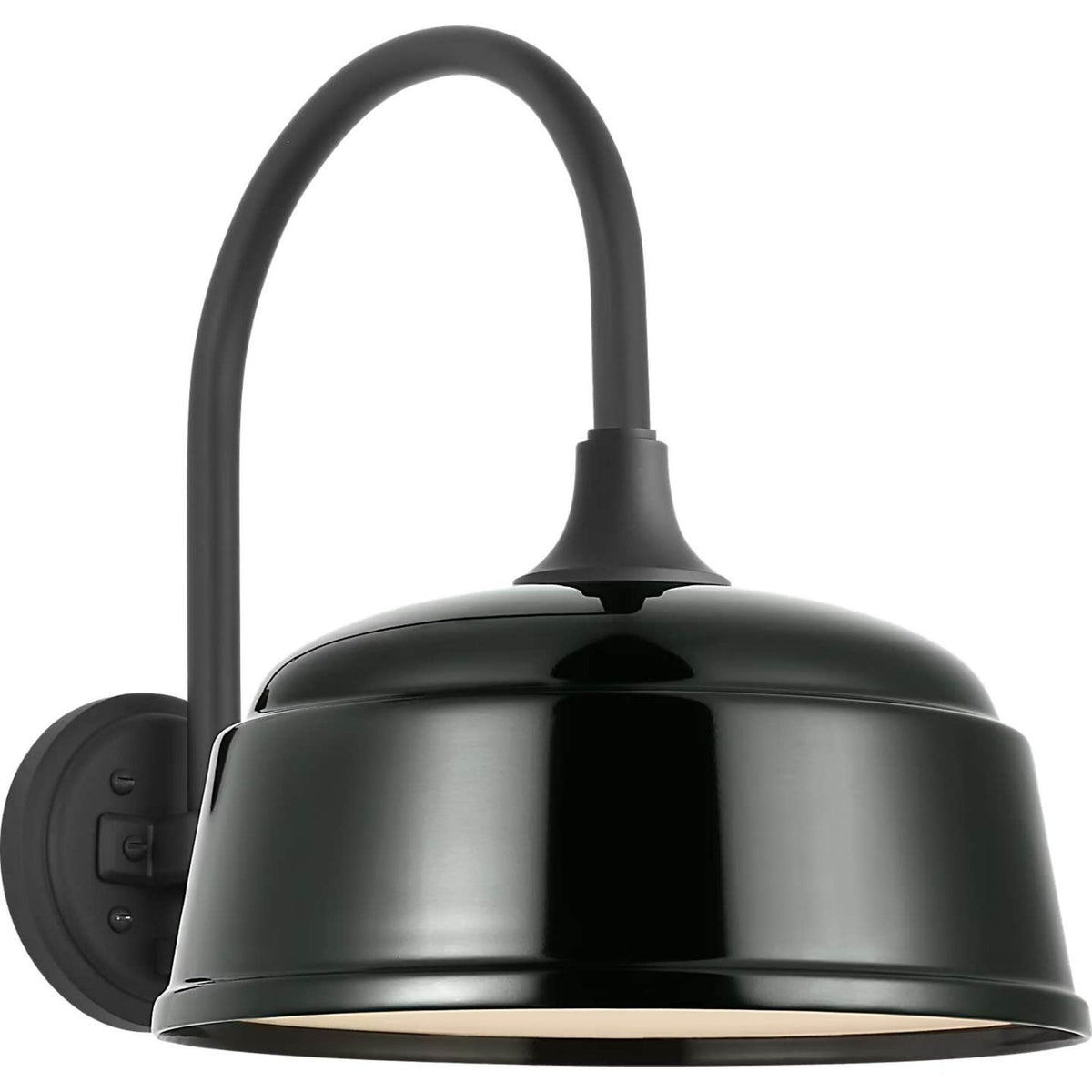 Thomas O'Brien Academy 11" Arched Mack Barn Light in Matte Black with 12.5" Green Rockhouse Shade W12.5" x H15" x E16.75"