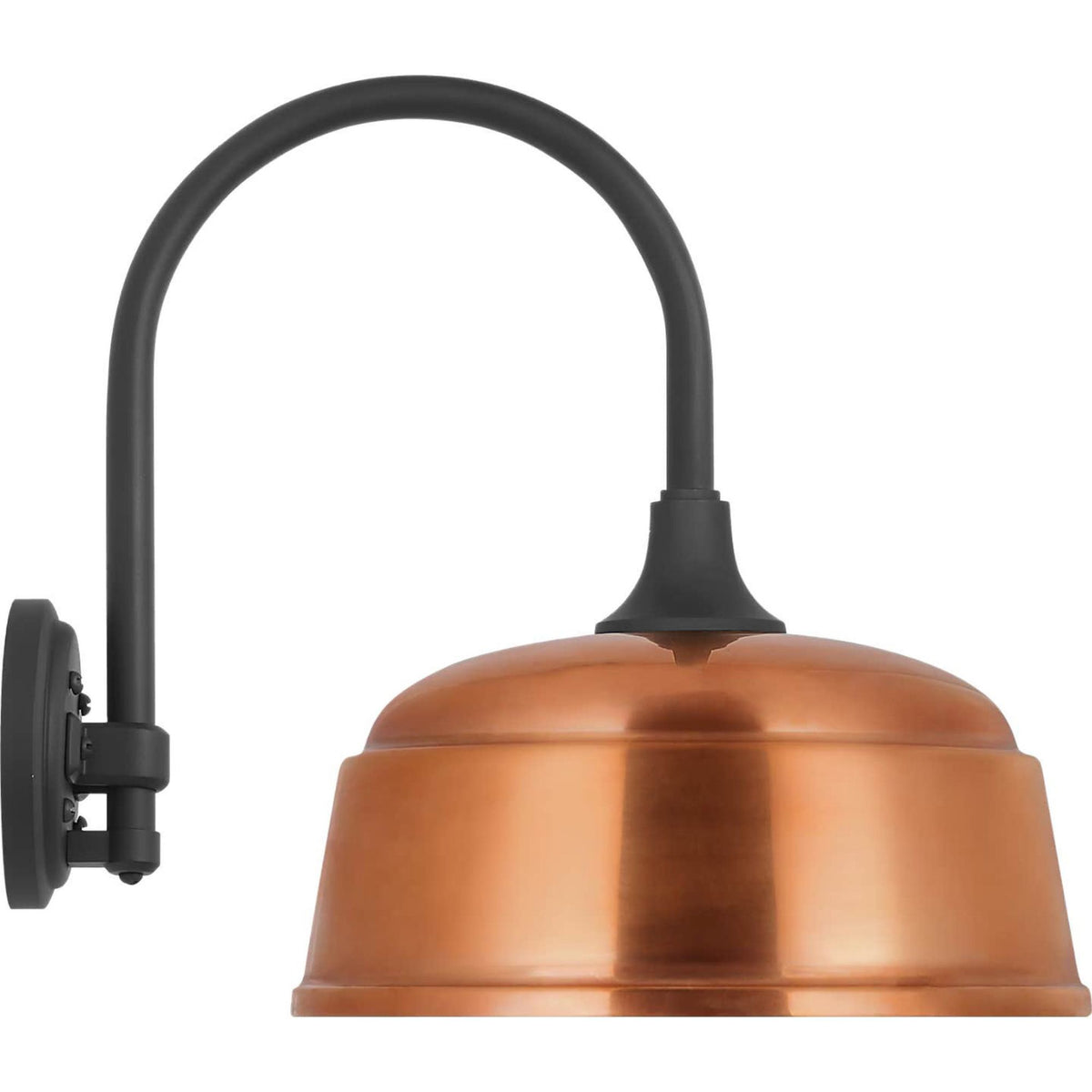Thomas O'Brien Academy 11" Arched Mack Barn Light in Matte Black with 12.5" Soft Copper Rockhouse Shade W12.5" x H15" x E16.75"