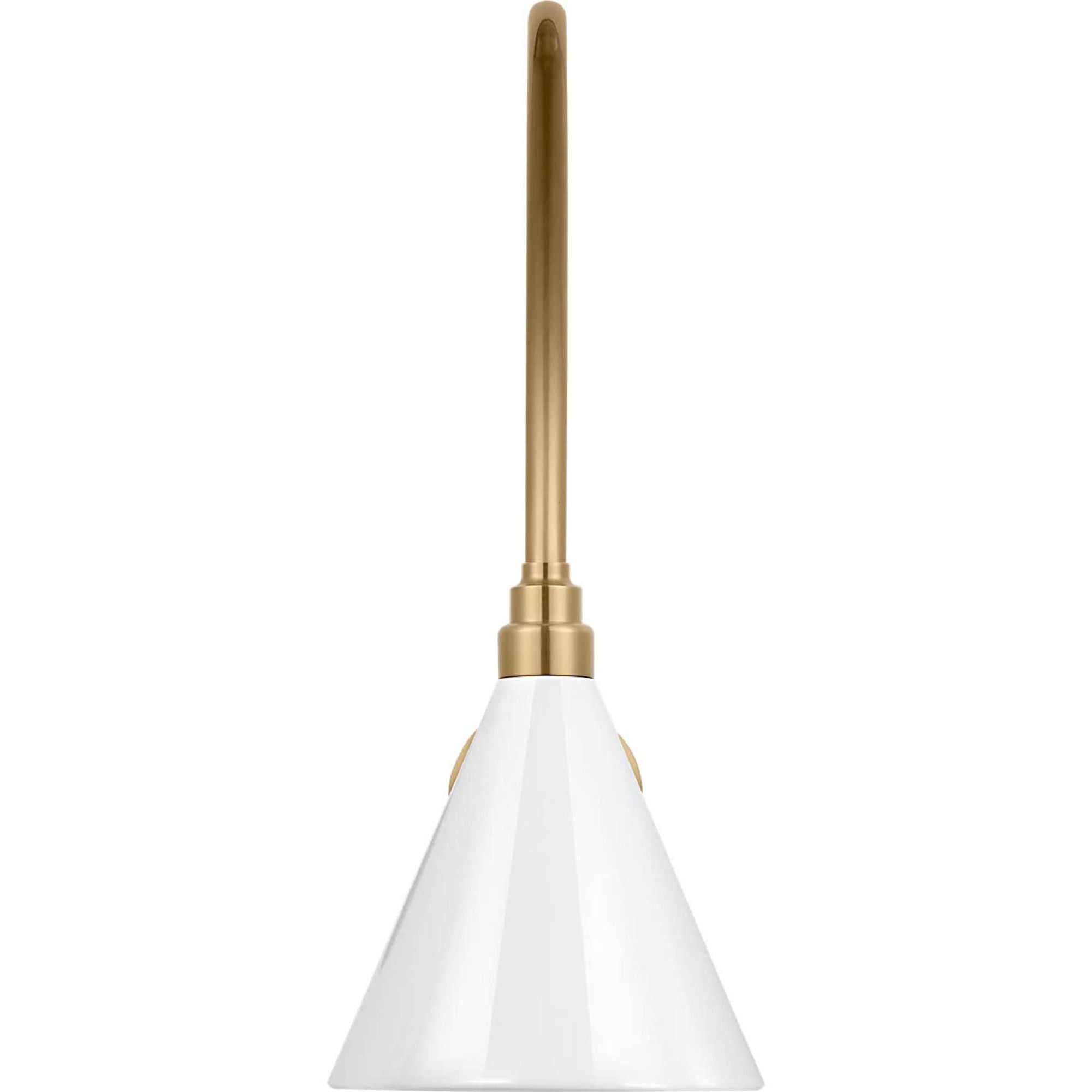 Thomas O'Brien Academy 19.5" Arched Mack Barn Light in Hand-Rubbed Antique Brass with 9" White Conical Savannah Shade W9" x H22.25" x E23.5"