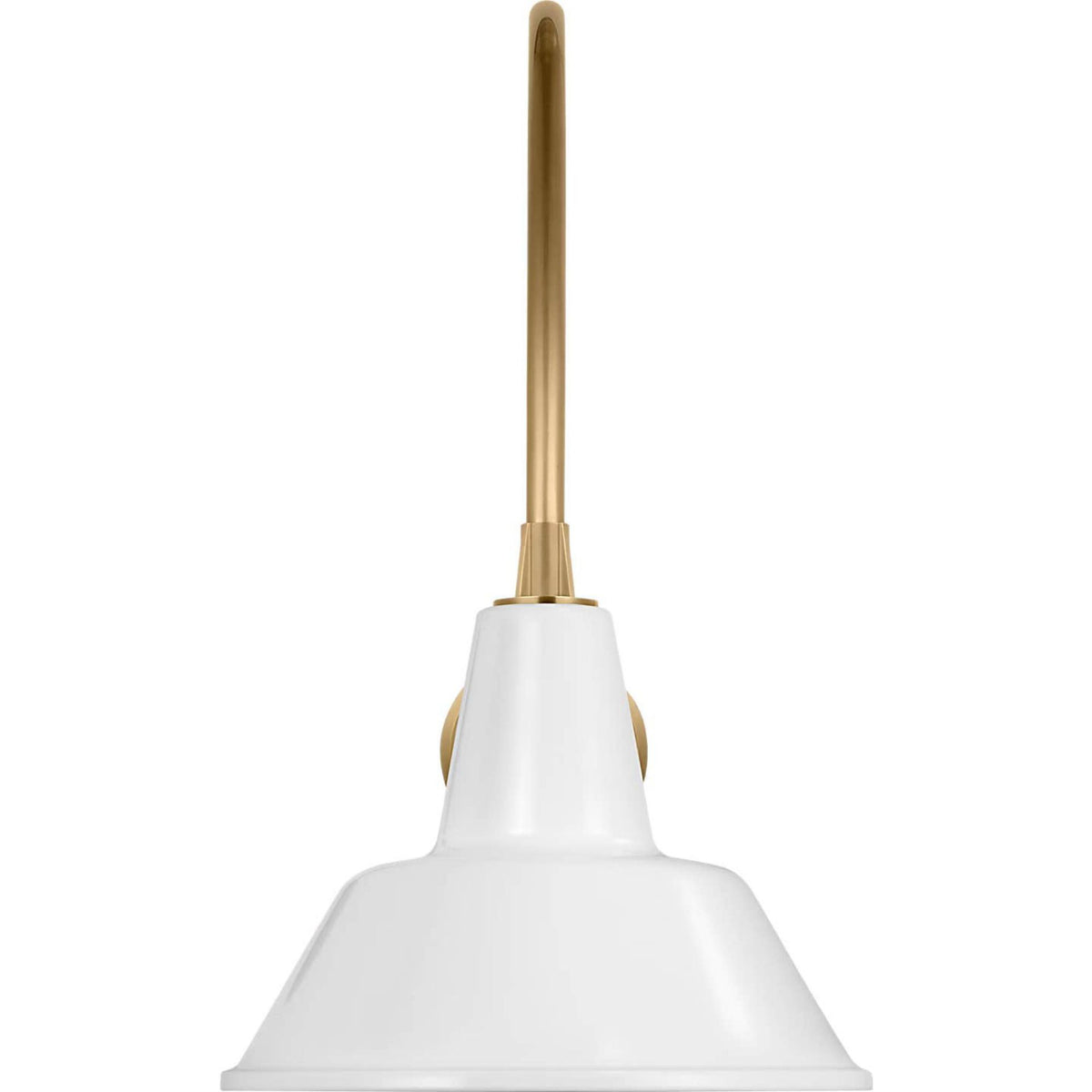 Thomas O'Brien Academy 19.5" Arched Mack Barn Light in Hand-Rubbed Antique Brass with 12.5" White Bowers Shade W12.5" x H22" x E25.25"