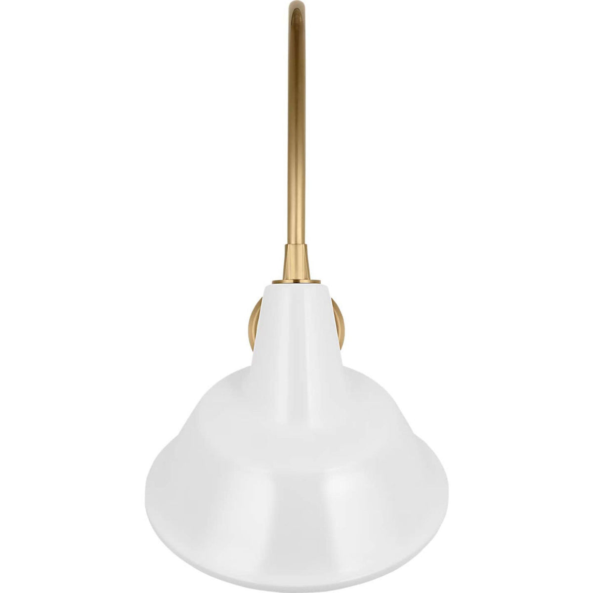 Thomas O'Brien Academy 19.5" Arched Mack Barn Light in Hand-Rubbed Antique Brass with 12.5" White Tilted Bowers Shade W12.5" x H25" x E22.75"