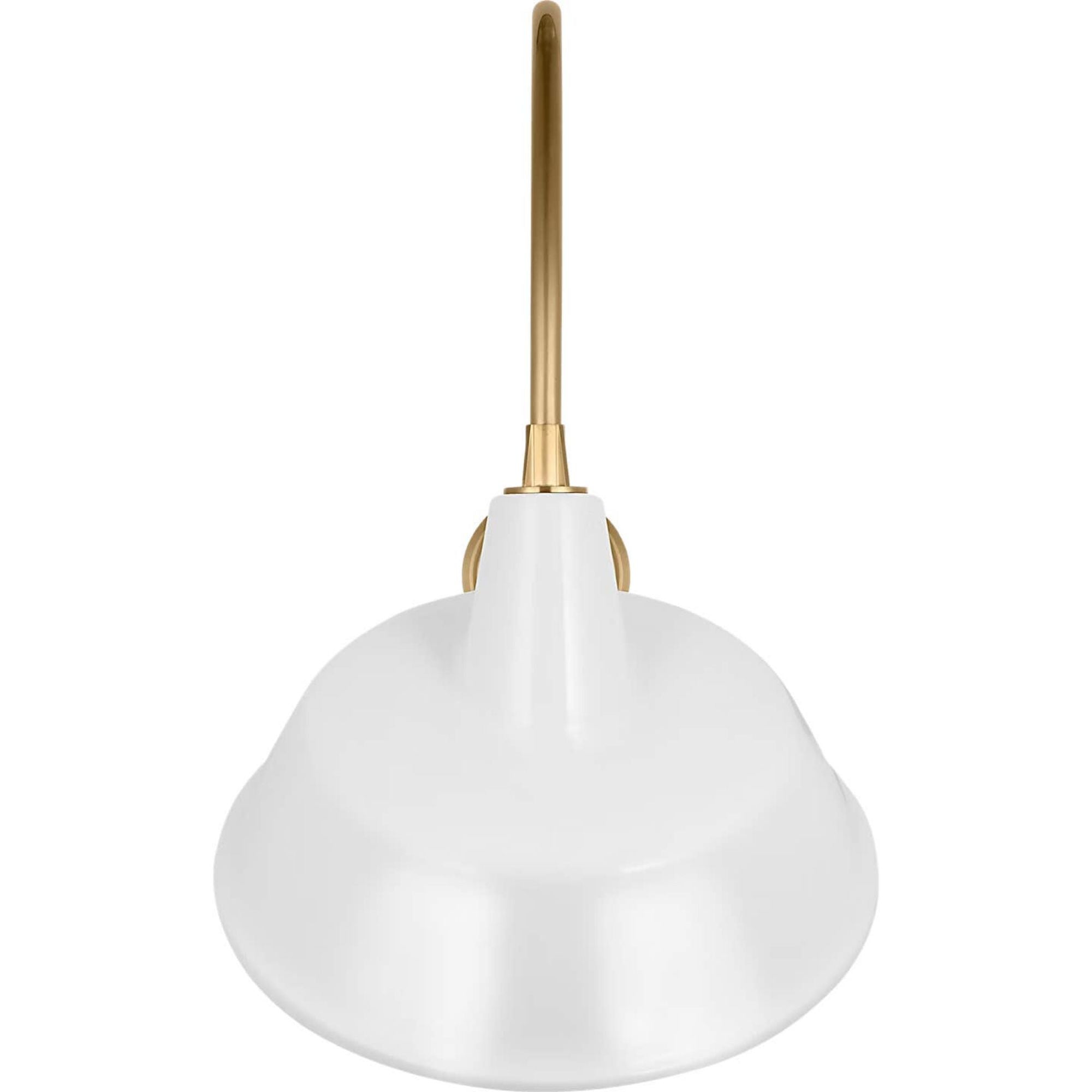 Thomas O'Brien Academy 19.5" Arched Mack Barn Light in Hand-Rubbed Antique Brass with 16" White Tilted Bowers Shade W16" x H26" x E24"