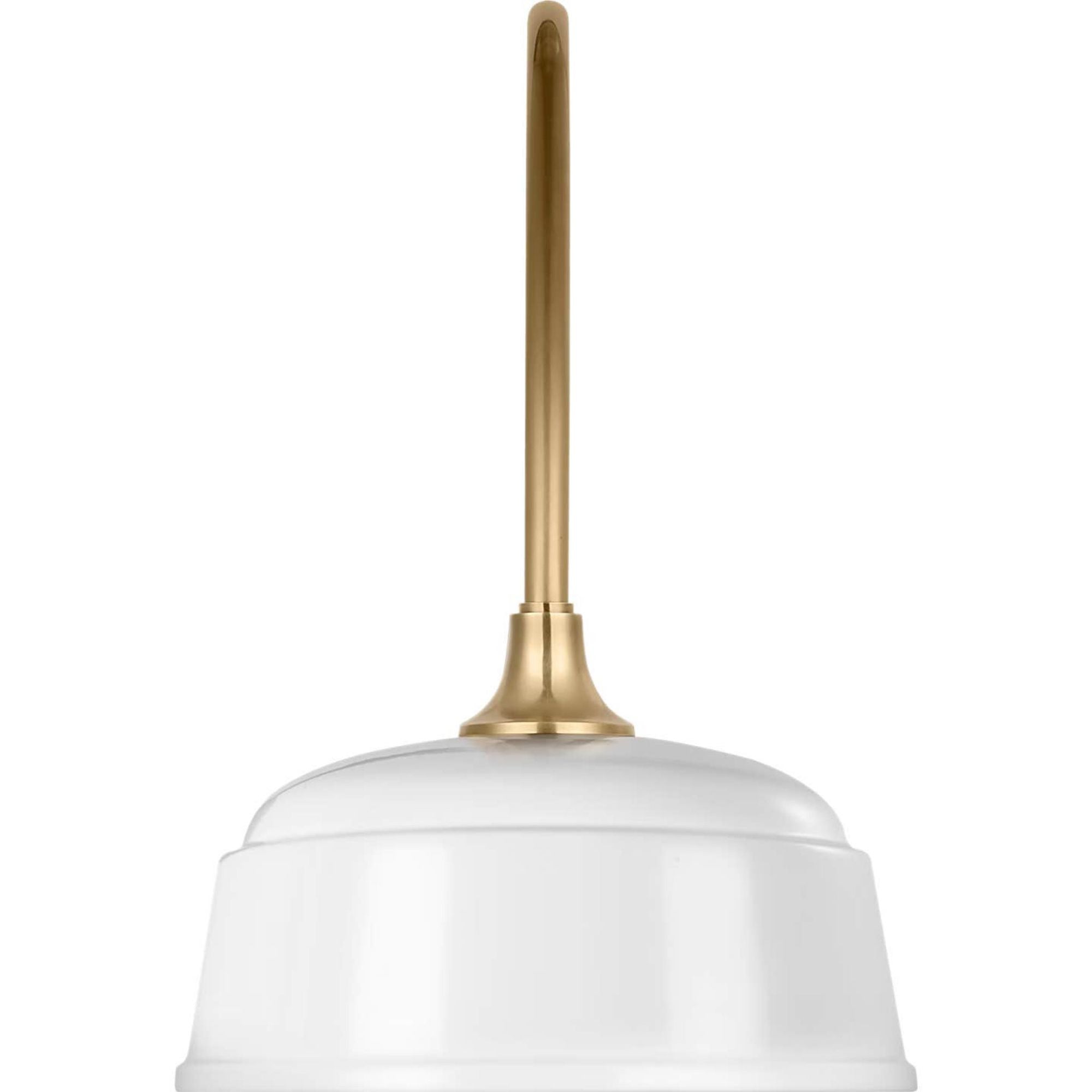Thomas O'Brien Academy 19.5" Arched Mack Barn Light in Hand-Rubbed Antique Brass with 12.5" White Rockhouse Shade W12.5" x H19.5" x E25.25"