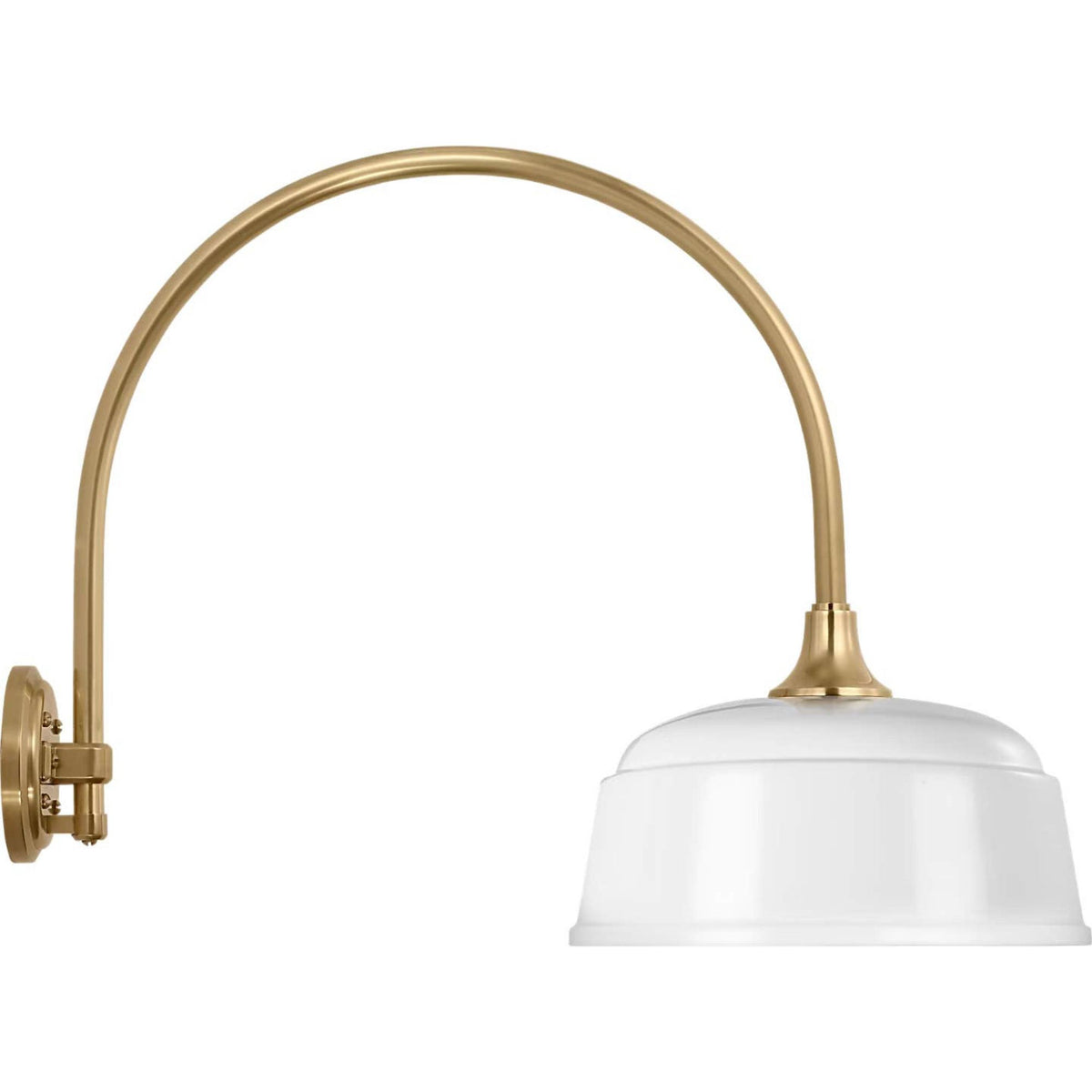 Thomas O'Brien Academy 19.5" Arched Mack Barn Light in Hand-Rubbed Antique Brass with 12.5" White Rockhouse Shade W12.5" x H19.5" x E25.25"
