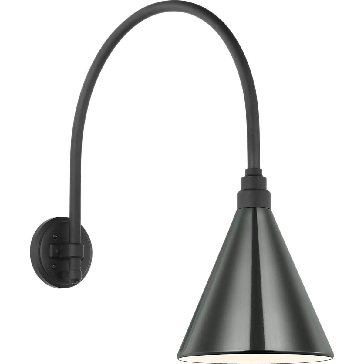 Thomas O'Brien Academy 19.5" Arched Mack Barn Light in Matte Black with 9" Green Conical Savannah Shade W9" x H22.25" x E23.5"