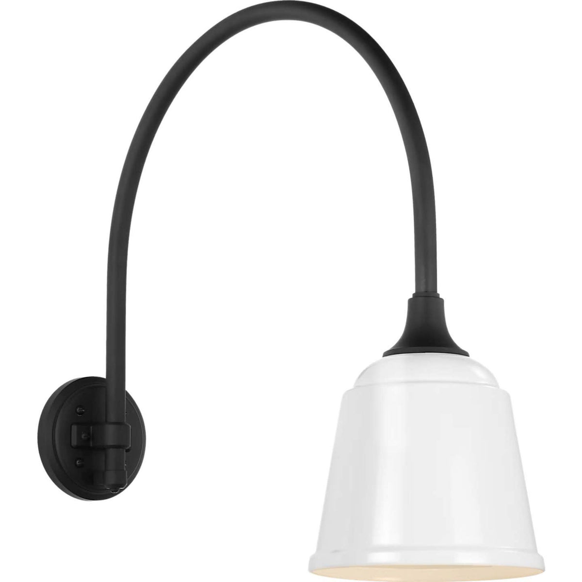 Thomas O'Brien Academy 19.5" Arched Mack Barn Light in Matte Black with 8" White Rockhouse Shade W8" x H21" x E23"