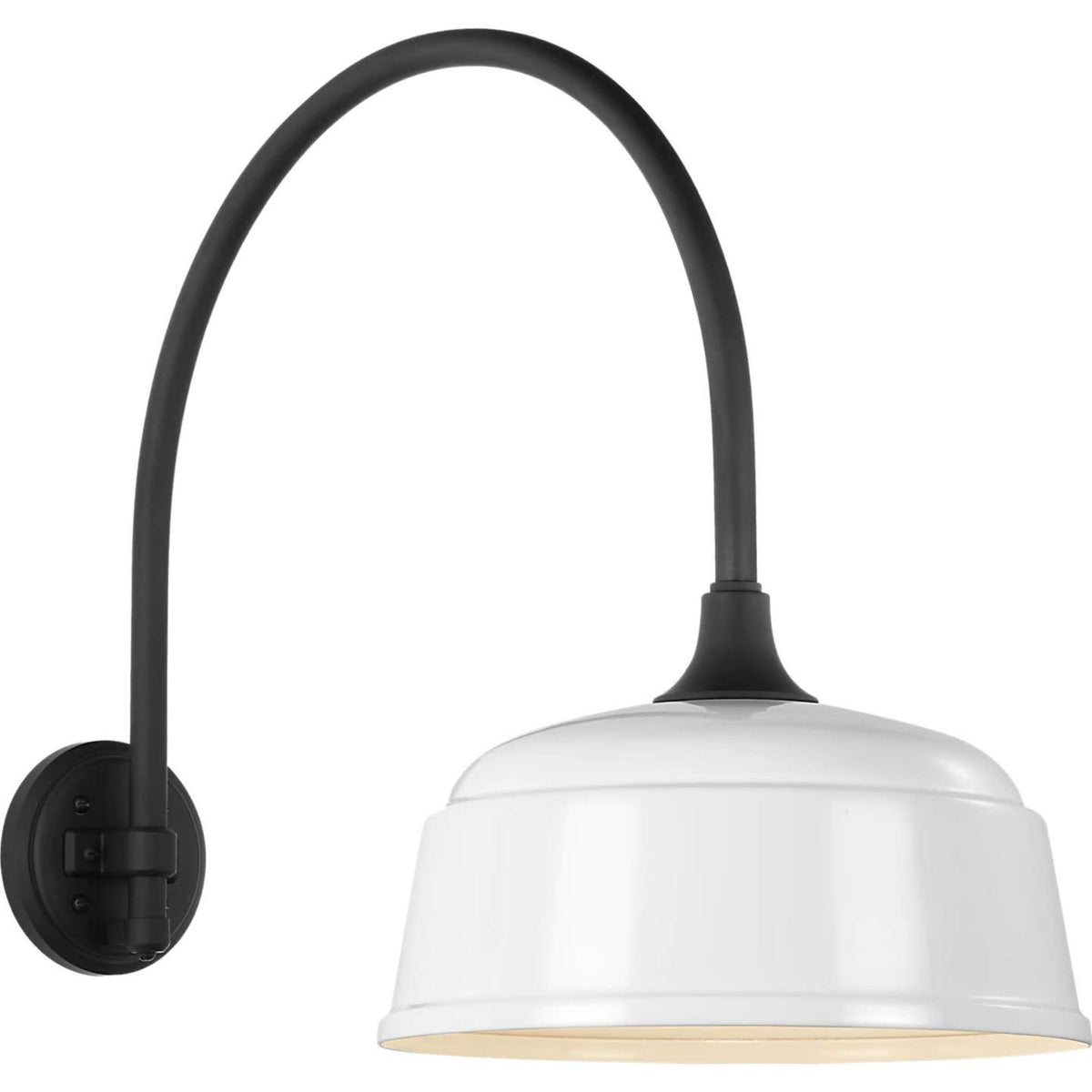 Thomas O'Brien Academy 19.5" Arched Mack Barn Light in Matte Black with 12.5" White Rockhouse Shade W12.5" x H19.5" x E25.25"
