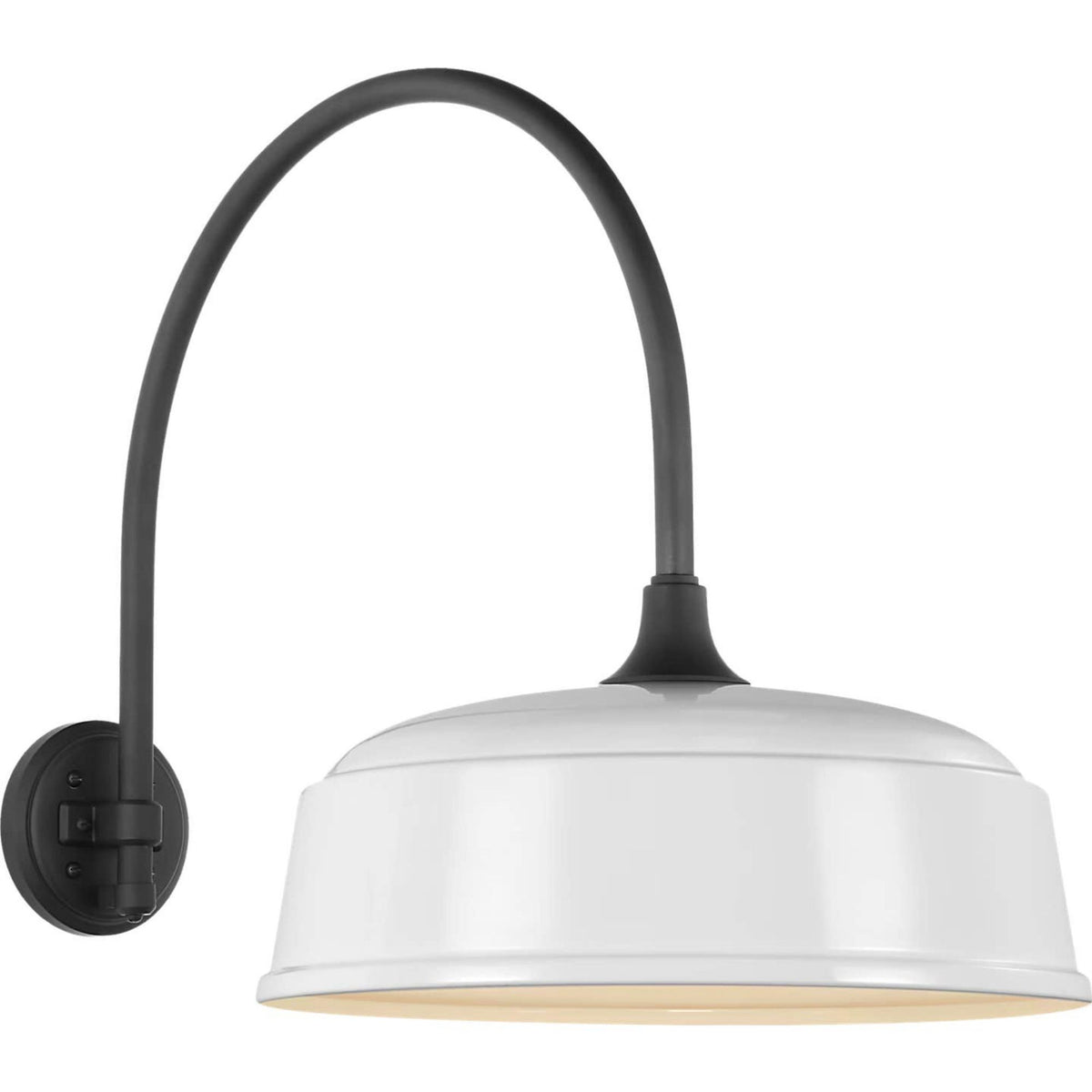 Thomas O'Brien Academy 19.5" Arched Mack Barn Light in Matte Black with 16" White Rockhouse Shade W16" x H19.5" x E27"