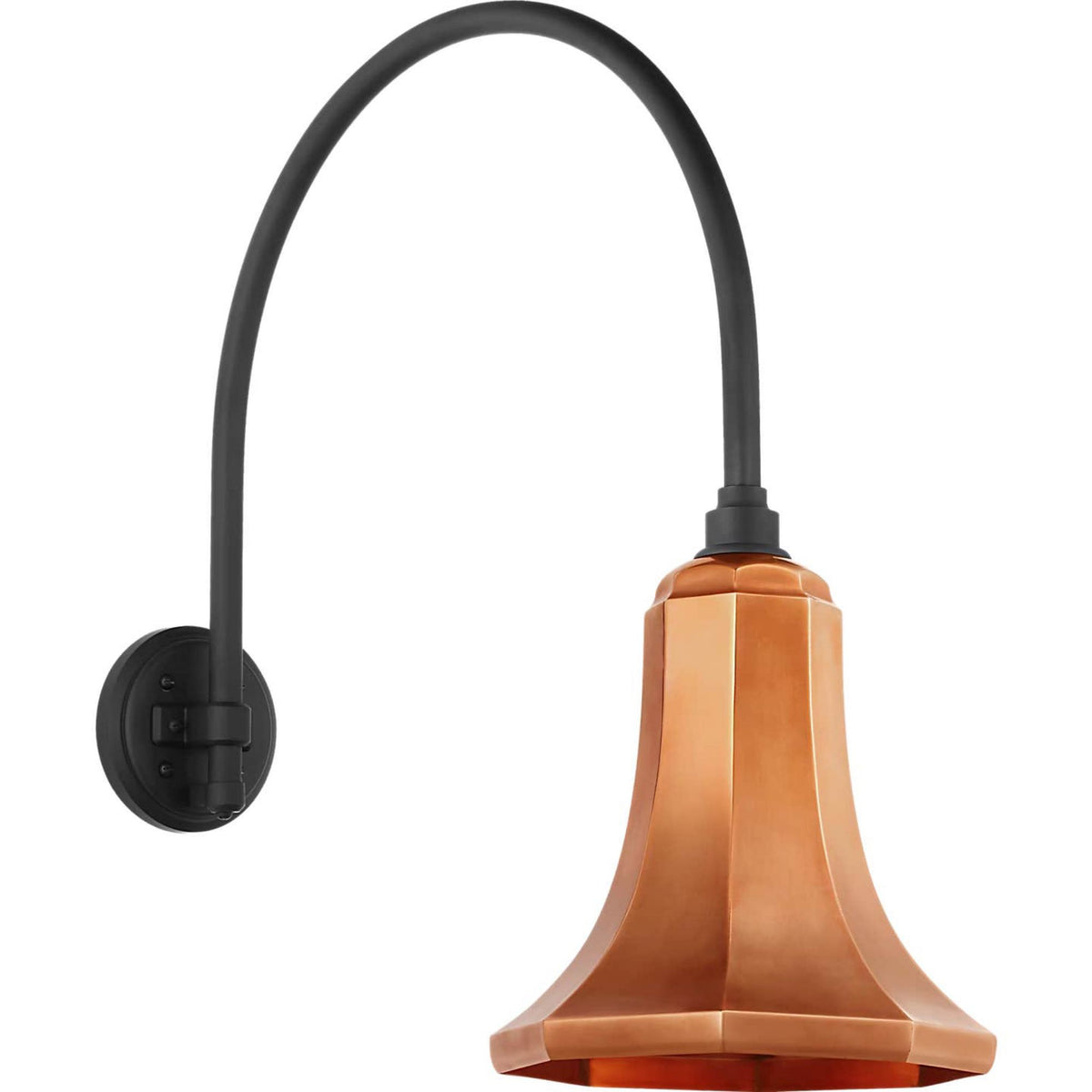 Thomas O'Brien Academy 19.5" Arched Mack Barn Light in Matte Black with 9.25" Soft Copper Savannah Shade W9.25" x H23.25" x E23.75"