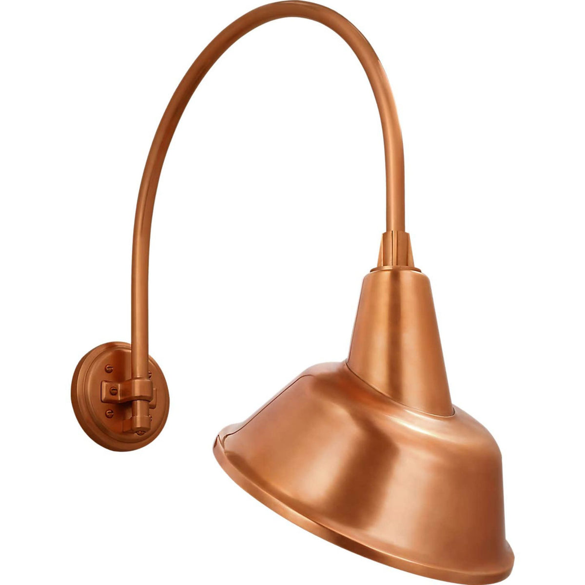 Thomas O'Brien Academy 19.5" Arched Mack Barn Light in Soft Copper with 12.5" Tilted Bowers Shade W12.5" x H25" x E22.75"