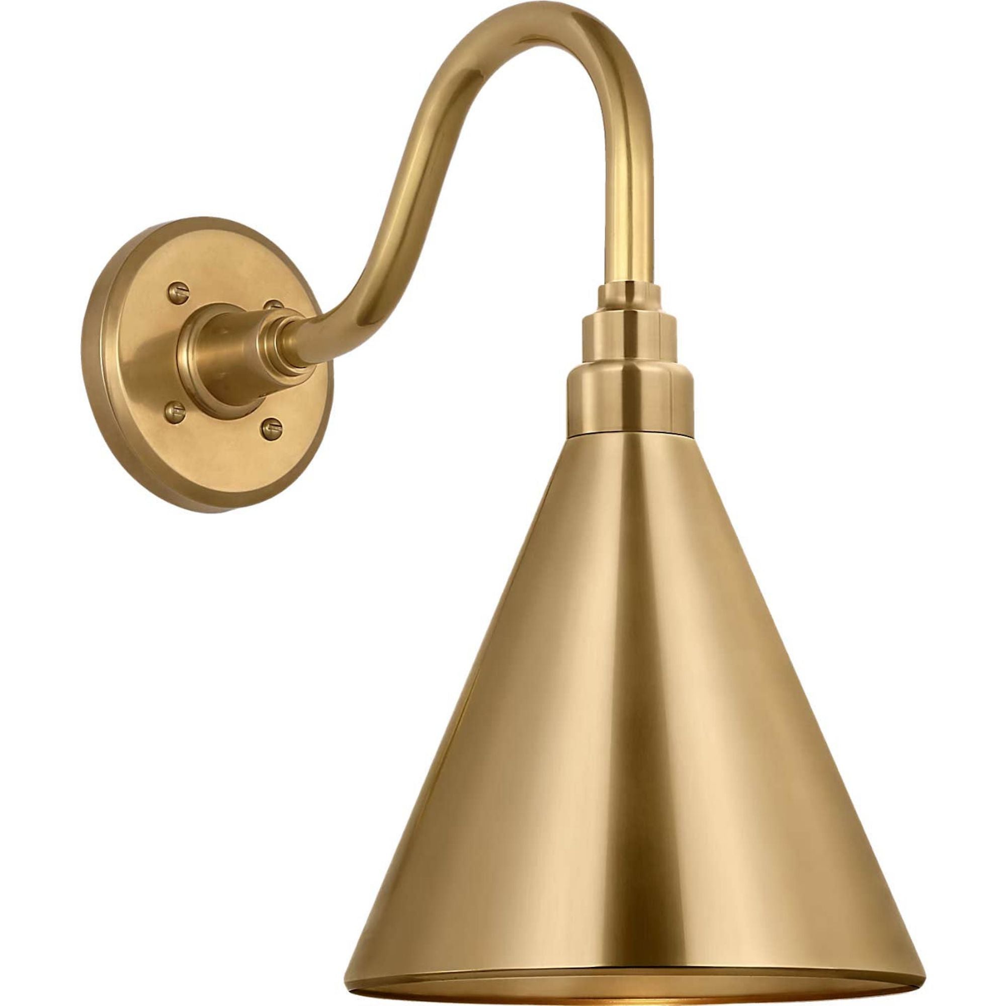 Thomas O'Brien Academy 11" Flynn Barn Light in Hand-Rubbed Antique Brass with 9" Hand-Rubbed Antique Brass Conical Savannah Shade W9" x H15.5" x E15"