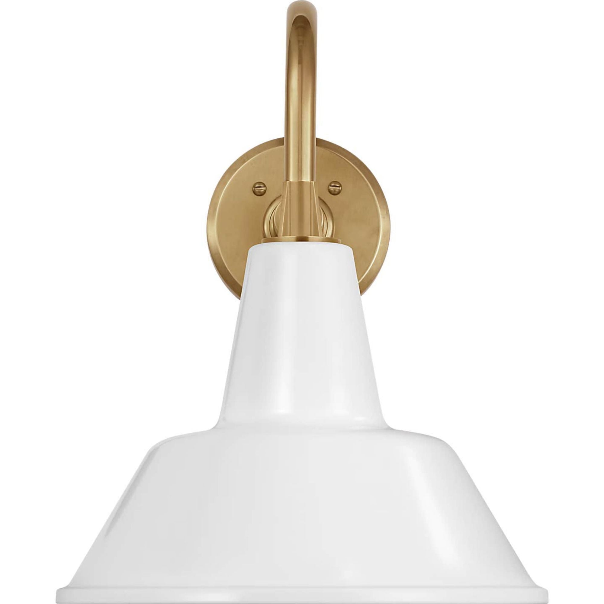 Thomas O'Brien Academy 11" Flynn Barn Light in Hand-Rubbed Antique Brass with 12.5" White Bowers Shade W12.5" x H15.5" x E16.75"