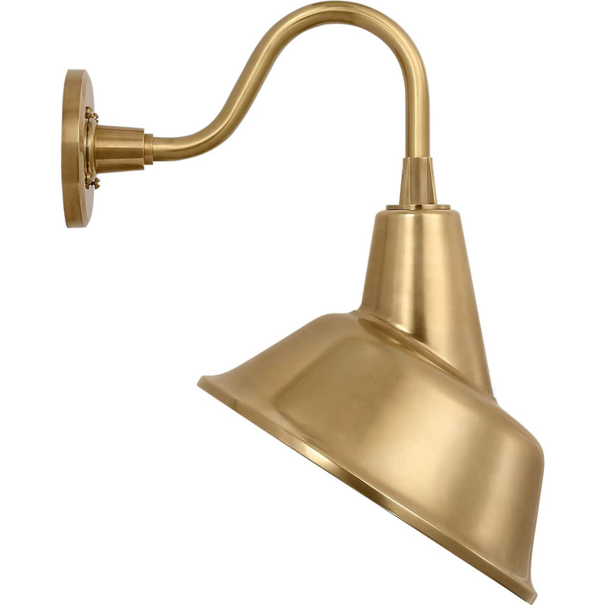 Thomas O'Brien Academy 11" Flynn Barn Light in Hand-Rubbed Antique Brass with 12.5" Hand-Rubbed Antique Brass Tilted Bowers Shade W12.5" x H18.5" x E14"