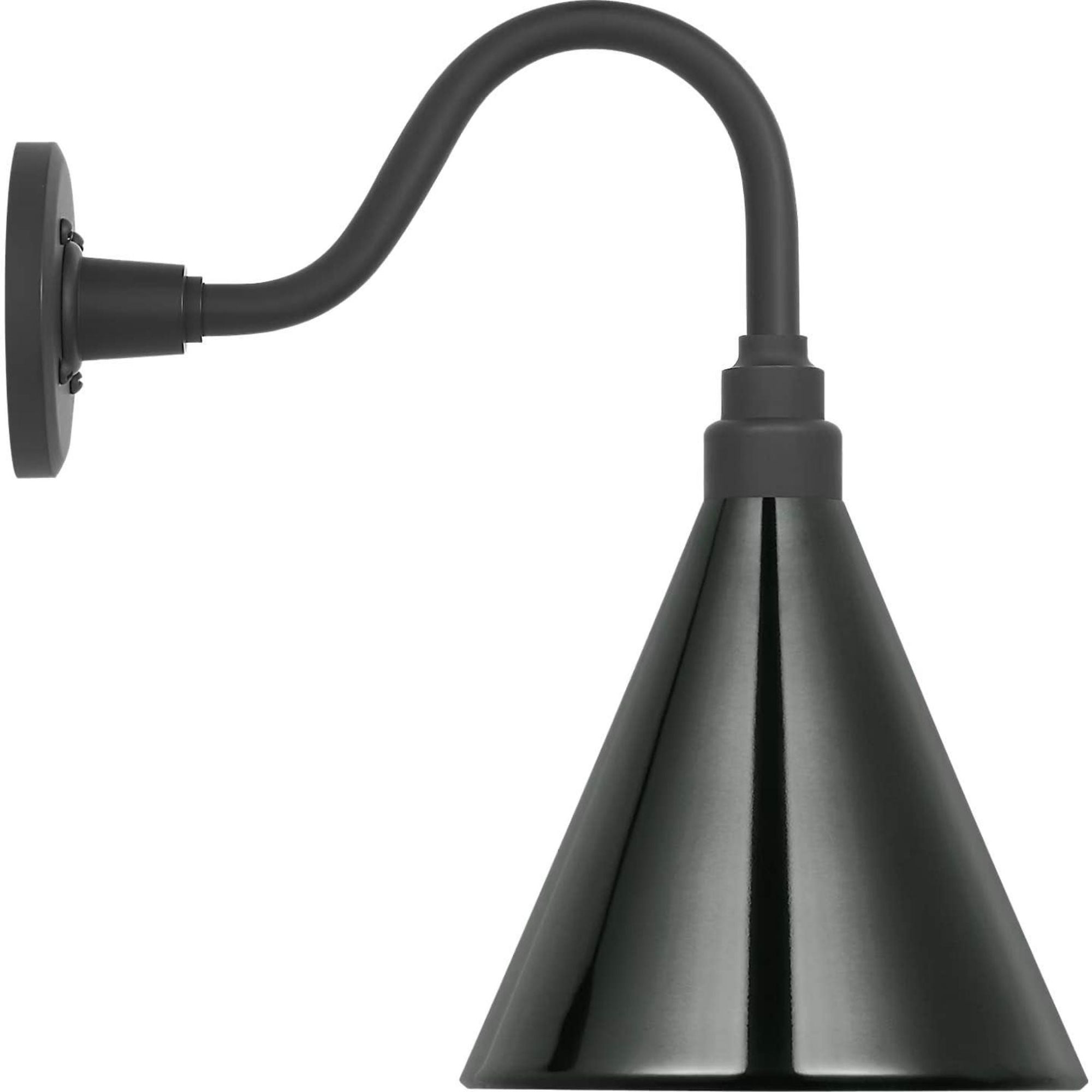 Thomas O'Brien Academy 11" Flynn Barn Light in Matte Black with 9" Green Conical Savannah Shade W9" x H15.5" x E15"