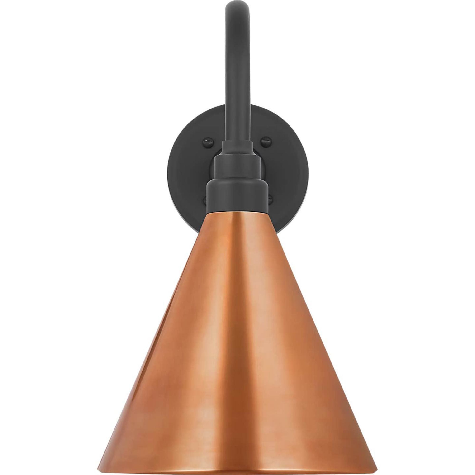 Thomas O'Brien Academy 11" Flynn Barn Light in Matte Black with 9" Soft Copper Conical Savannah Shade W9" x H15.5" x E15"