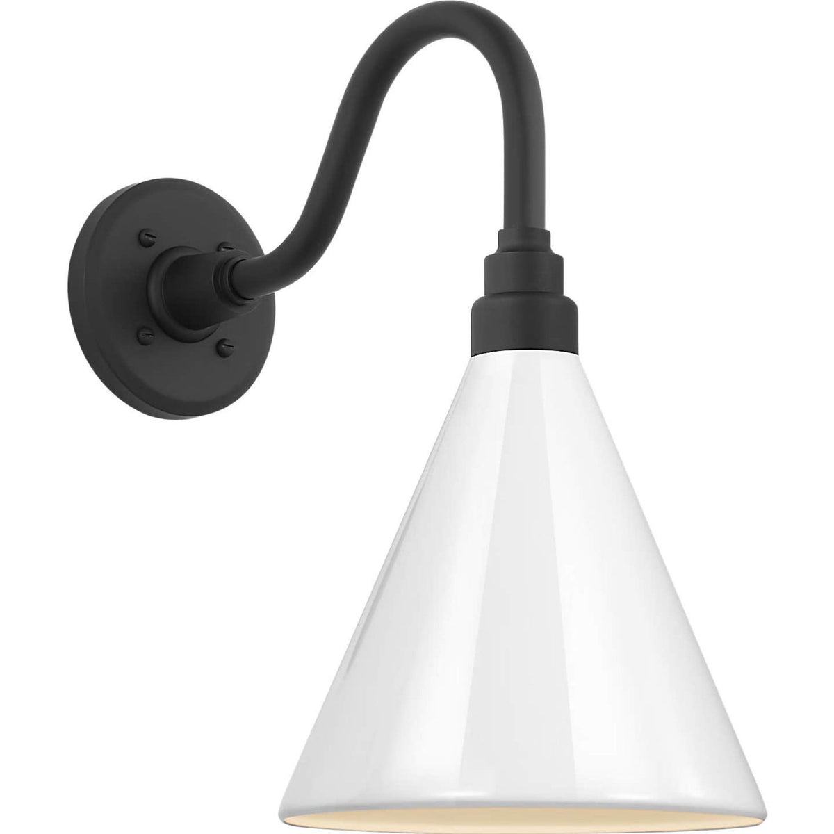 Thomas O'Brien Academy 11" Flynn Barn Light in Matte Black with 9" White Conical Savannah Shade W9" x H15.5" x E15"